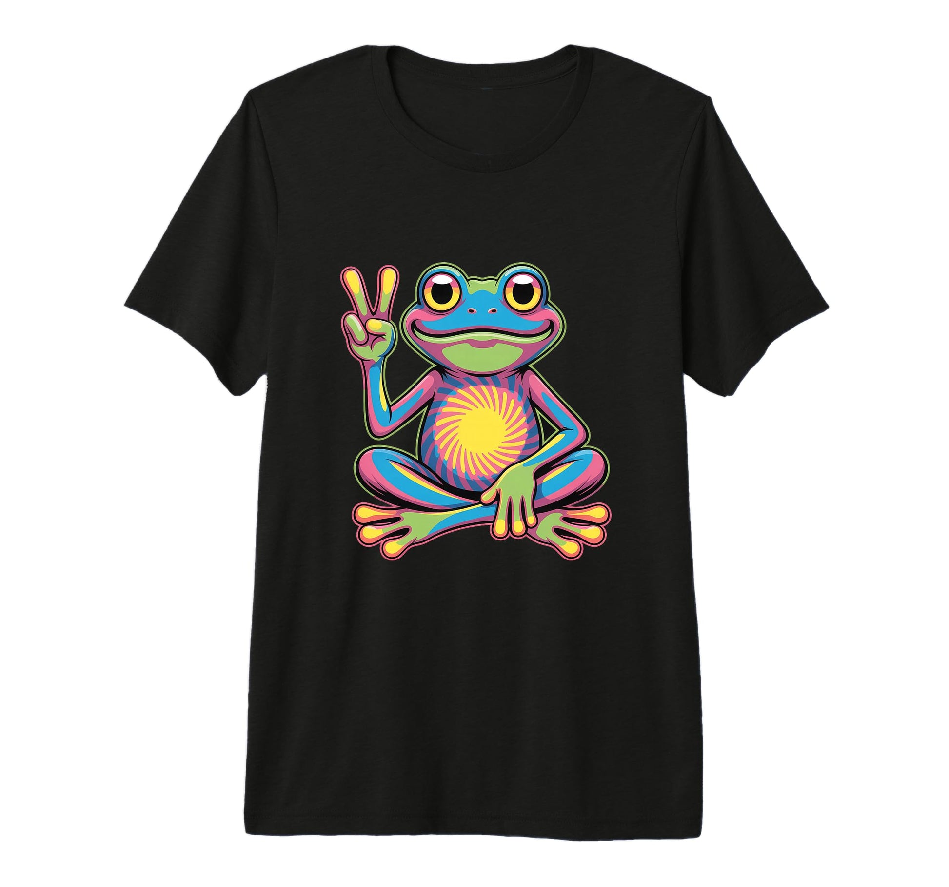 Tie Dye Frog Peace Sign Psychedelic T-Shirt - Minimalist Print Men Women - T-Shirt, Sweatshirt, Hoodie