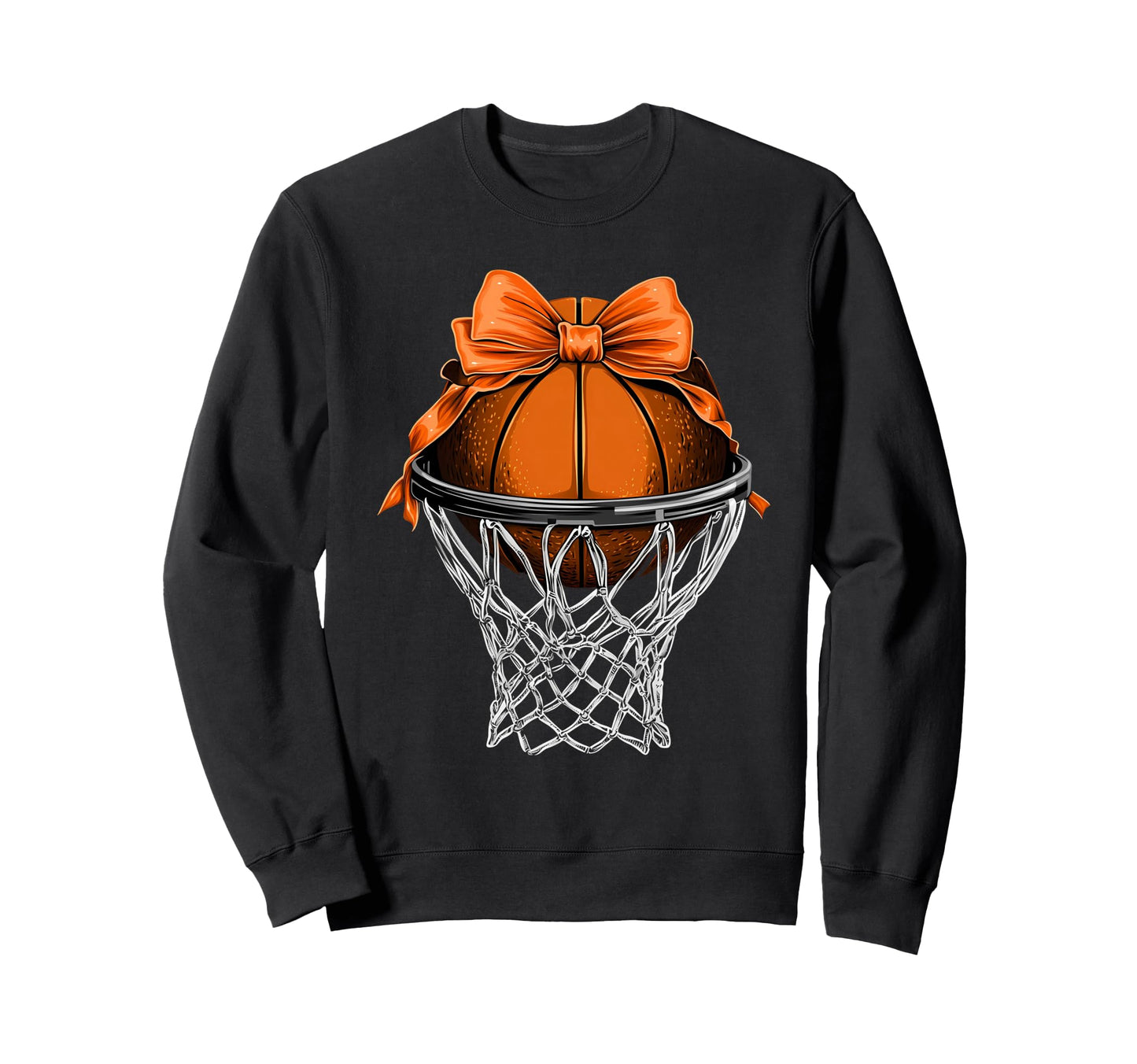 Basketball Coquette Bow Sweatshirt - Minimalist Print for Adults - T-Shirt, Sweatshirt, Hoodie