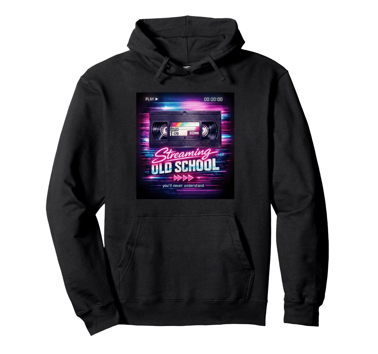 Streaming Old School Video 80S 90S Tape Hoodie - Novelty Apparel Unisex - T-Shirt, Sweatshirt, Hoodie