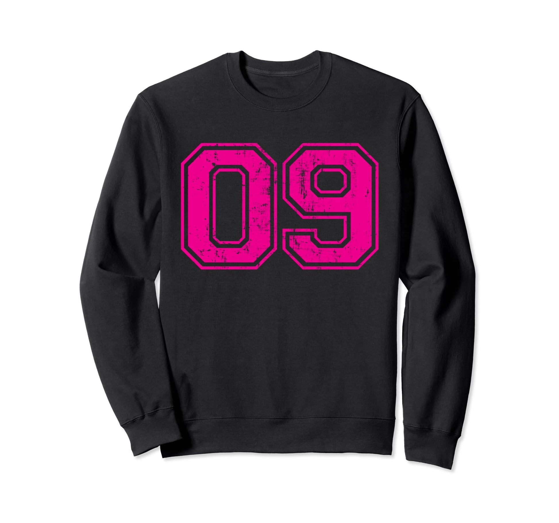 Number 09 Varsity Distressed Sport Sweatshirt - Graphic Print for Adults - T-Shirt, Sweatshirt, Hoodie