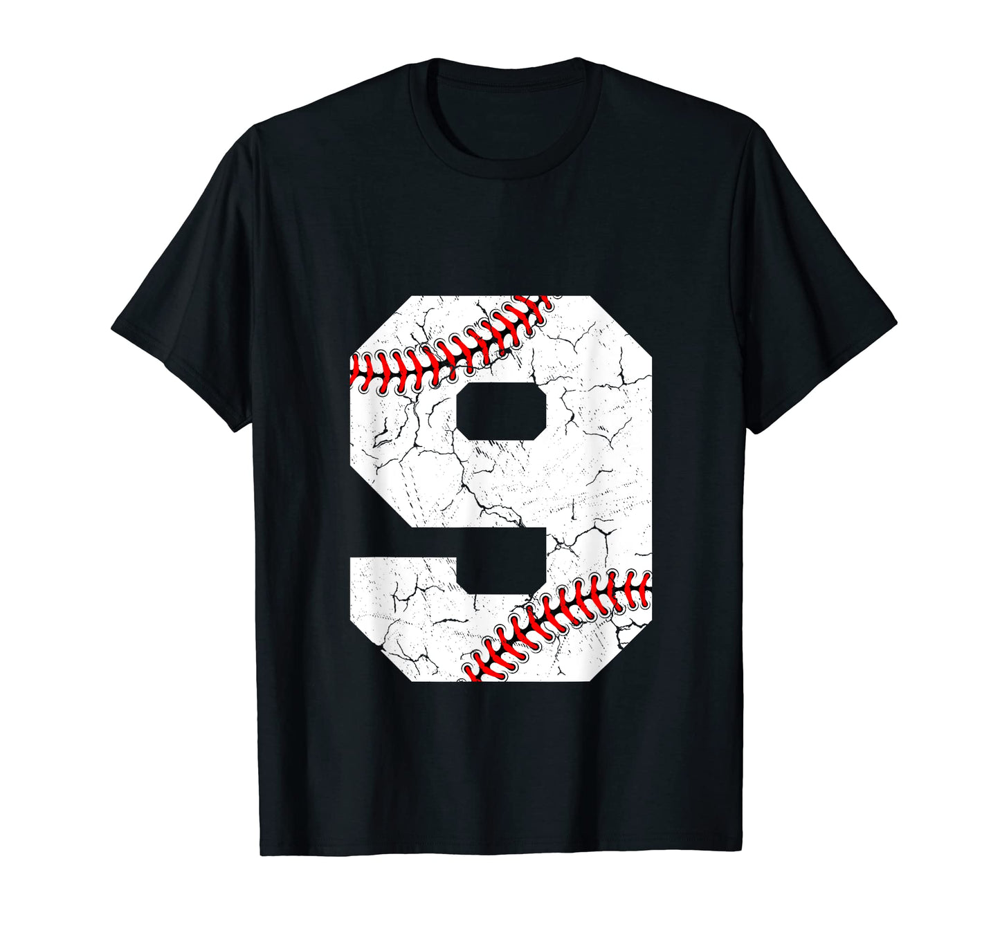 Baseball Jersey Number 9 Distressed T-Shirt - Minimalist Print Men Women - T-Shirt, Sweatshirt, Hoodie