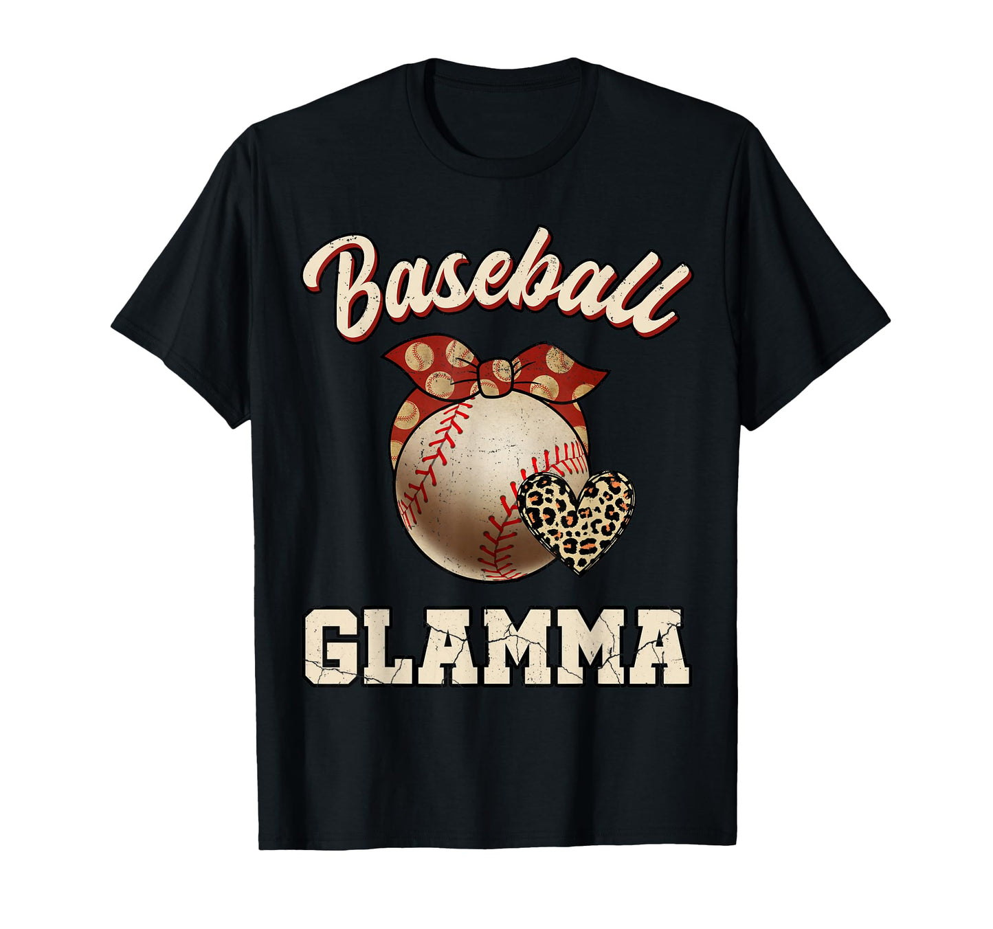 Baseball Glamma Bandana Leopard Heart T-Shirt - Novelty Apparel for Adults - T-Shirt, Sweatshirt, Hoodie