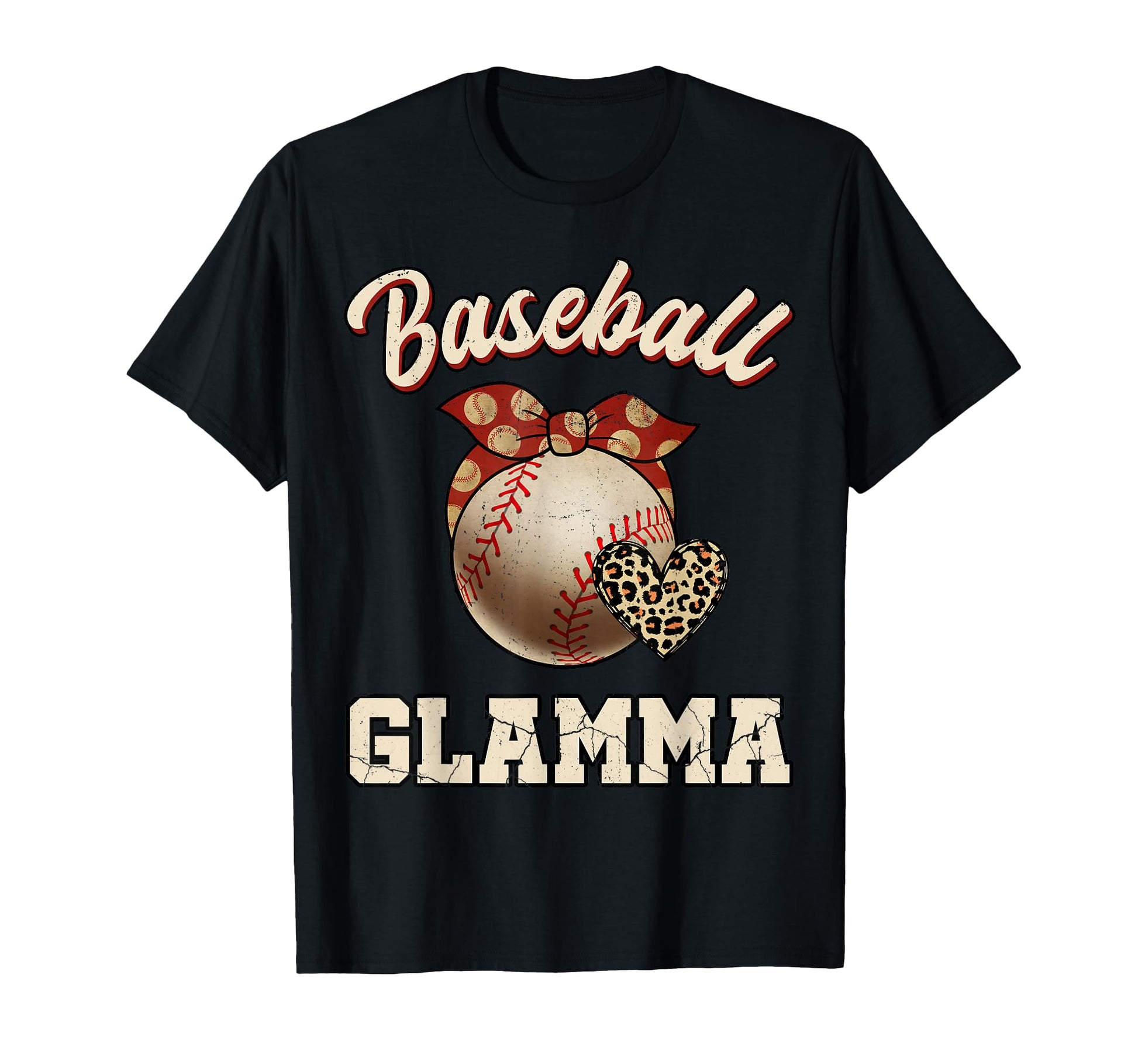 Baseball Glamma Bandana Leopard Heart T-Shirt - Novelty Apparel for Adults - T-Shirt, Sweatshirt, Hoodie