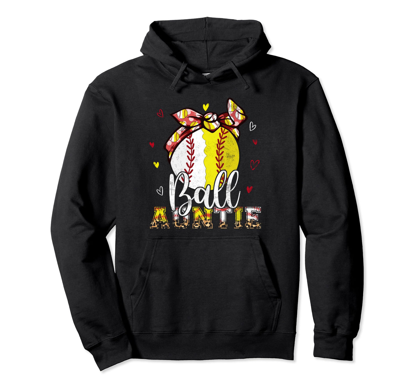 Softball Baseball Ball Auntie Bandana Hoodie - Fun Novelty Design Unisex - T-Shirt, Sweatshirt, Hoodie
