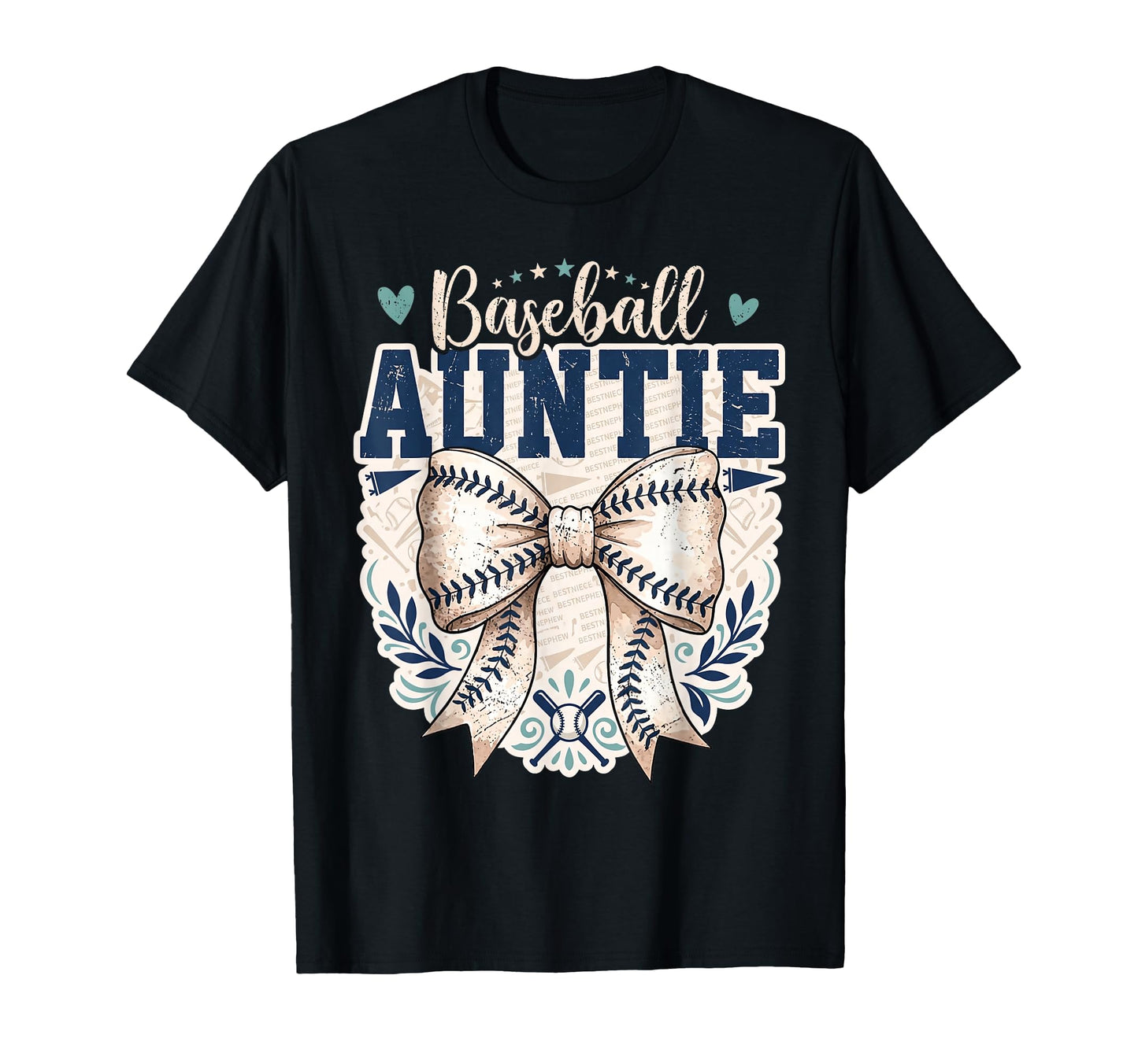 Baseball Auntie Coquette Bow T-Shirt - Casual Everyday Wear Men Women - T-Shirt, Sweatshirt, Hoodie