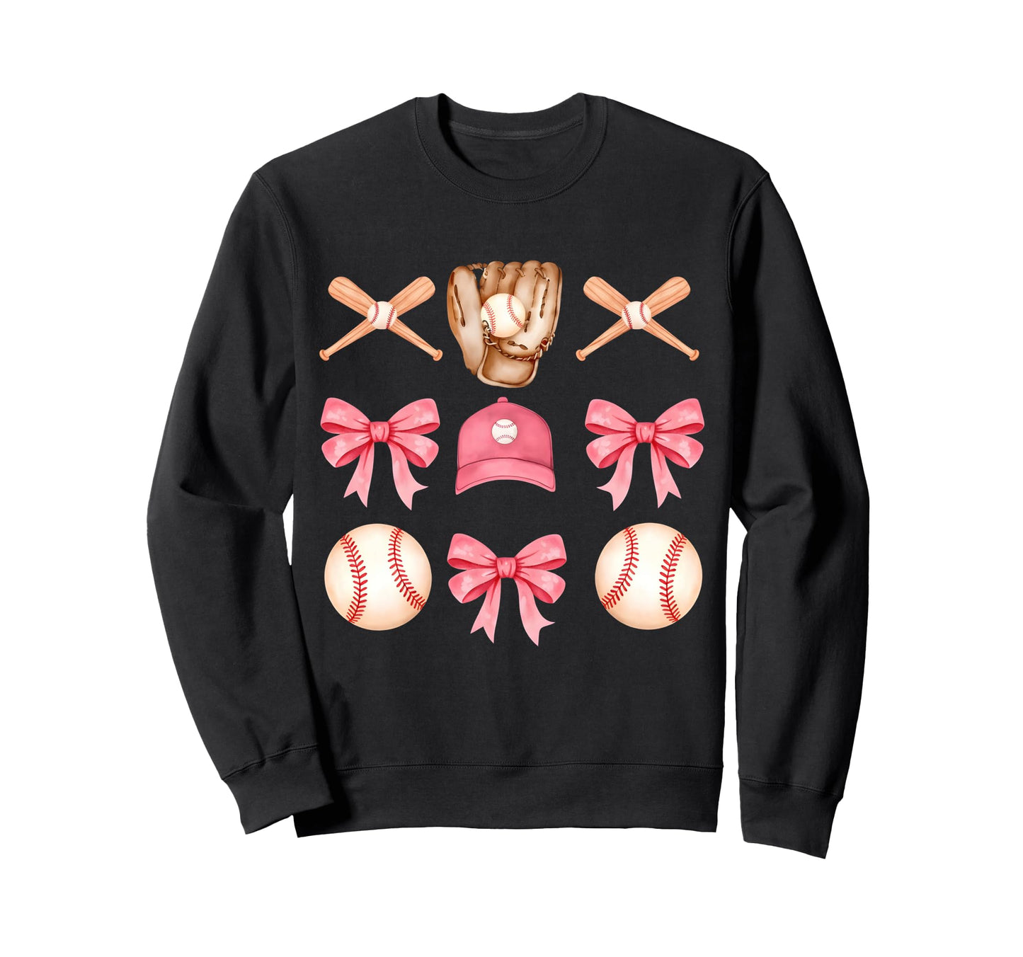 Baseball Coquette Bow Funny Sweatshirt - Custom Art Print for Adults - T-Shirt, Sweatshirt, Hoodie