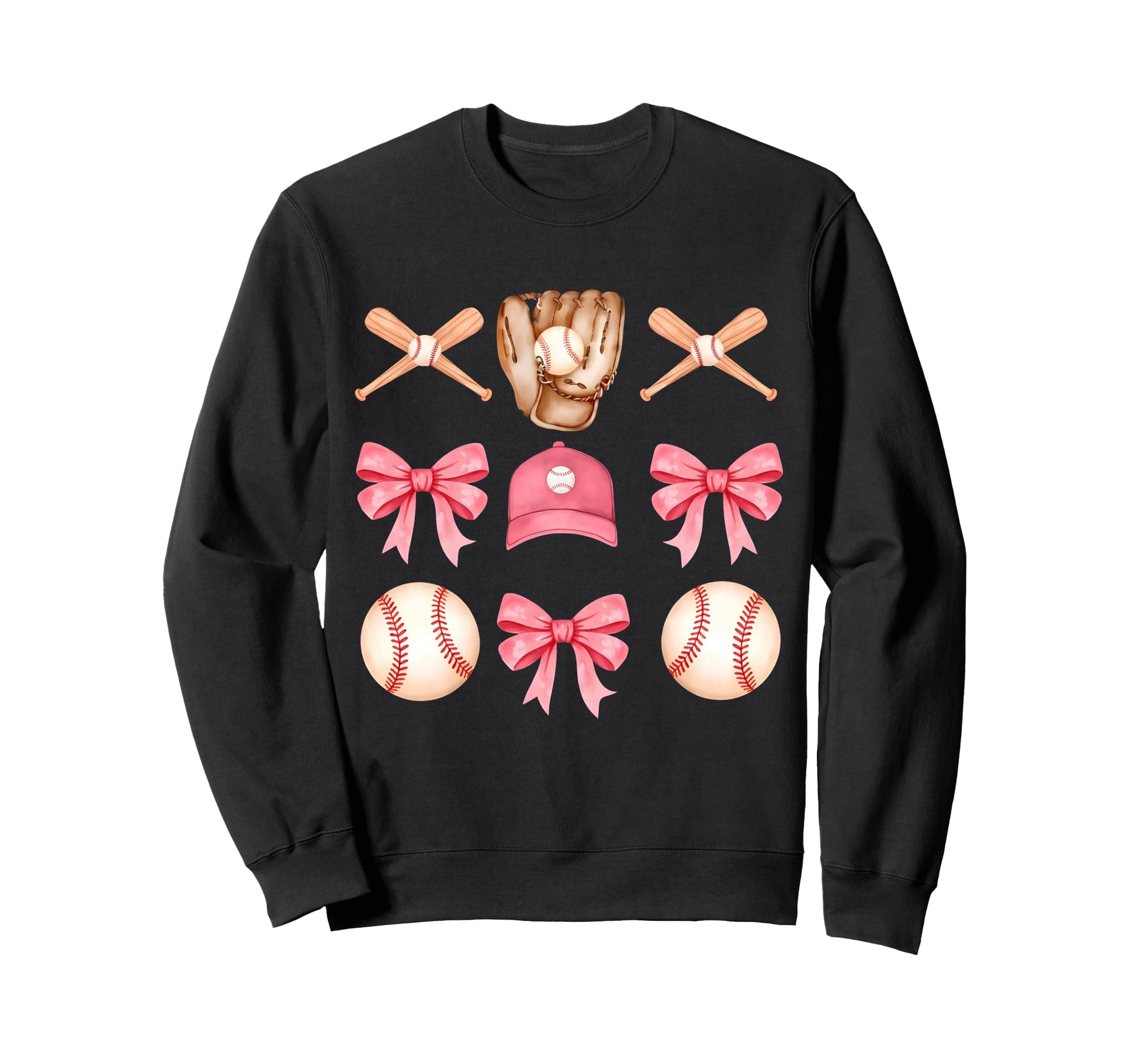 Baseball Coquette Bow Funny Sweatshirt - Custom Art Print for Adults - T-Shirt, Sweatshirt, Hoodie