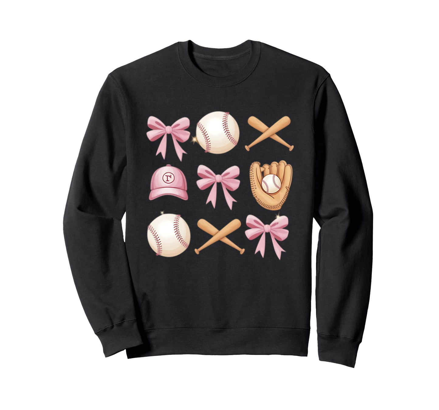 Baseball Coquette Bow Mom Sweatshirt - Casual Everyday Wear Men Women - T-Shirt, Sweatshirt, Hoodie