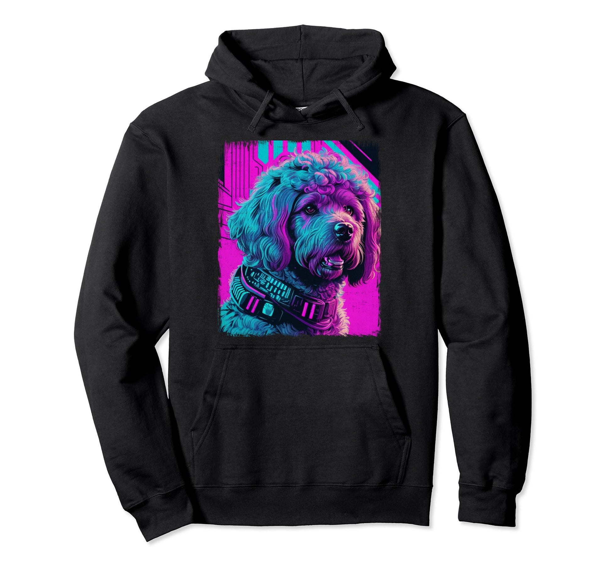 Labradoodle Cyberpunk Vaporwave 80S Hoodie - Graphic Print for Adults - T-Shirt, Sweatshirt, Hoodie