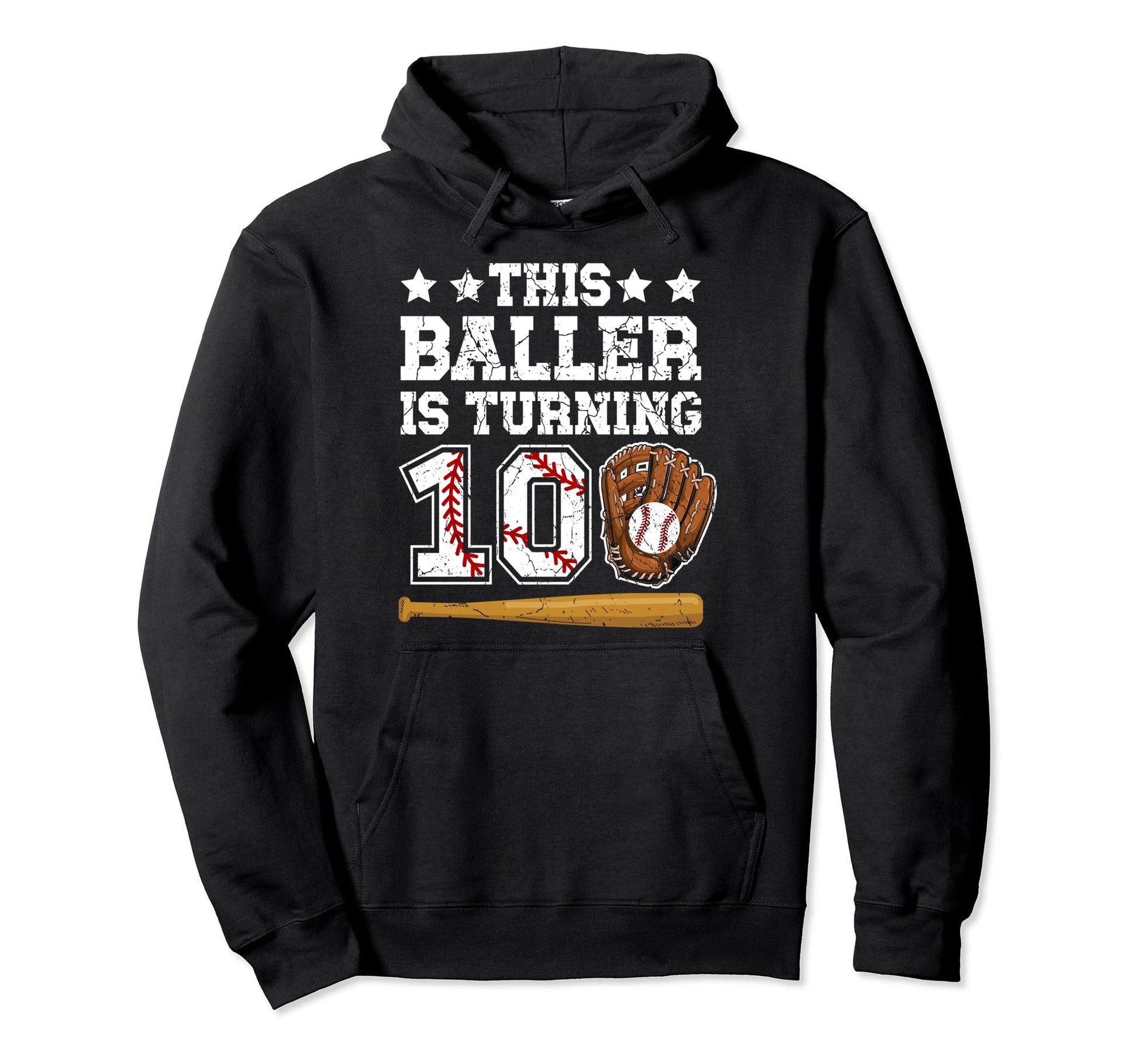 10Th Birthday Party Baseball 10 Year Hoodie - Casual Everyday Wear Unisex - T-Shirt, Sweatshirt, Hoodie