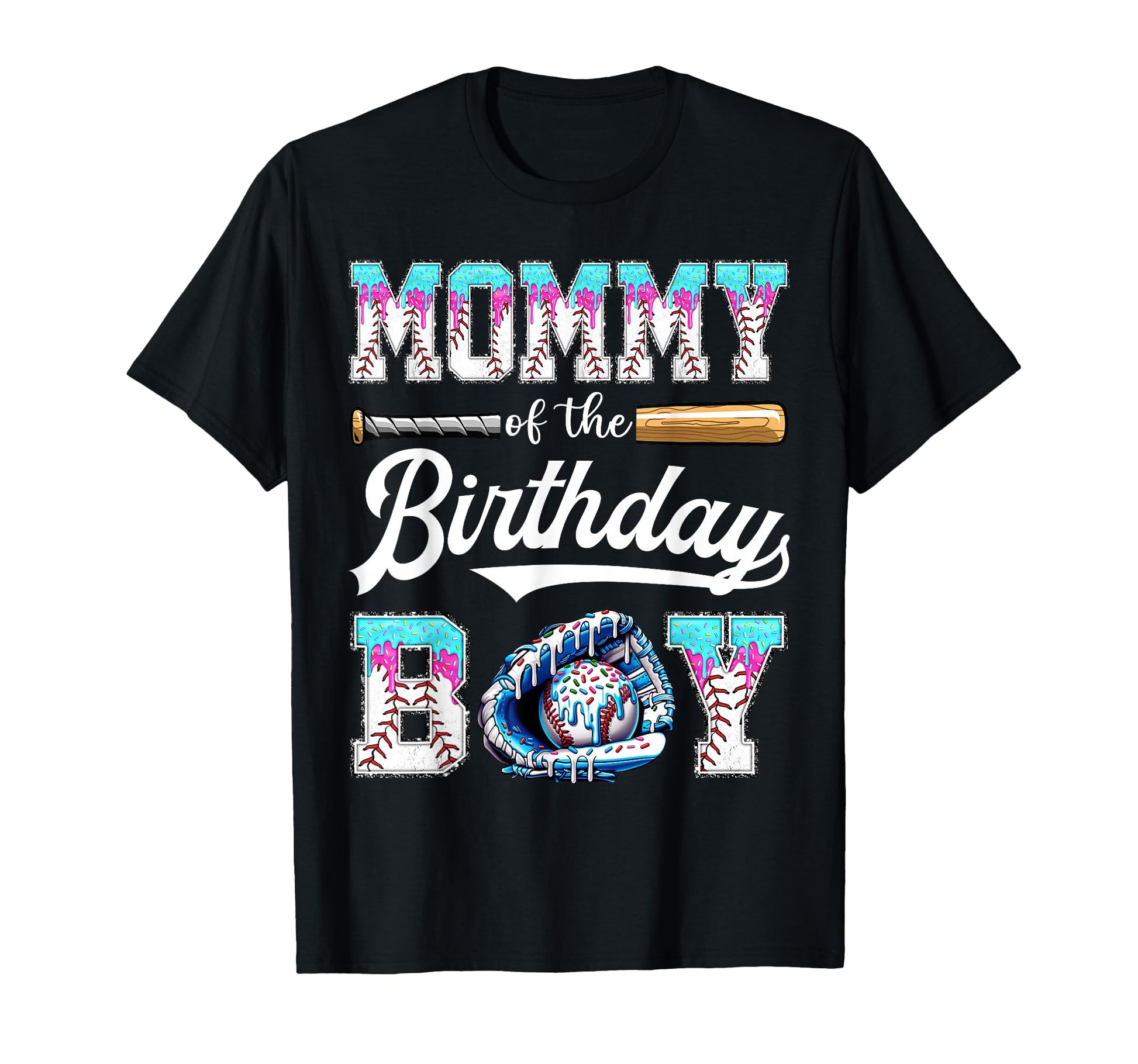 Mommy Birthday Baseball Ice Cream T-Shirt - Minimalist Print Men Women - T-Shirt, Sweatshirt, Hoodie