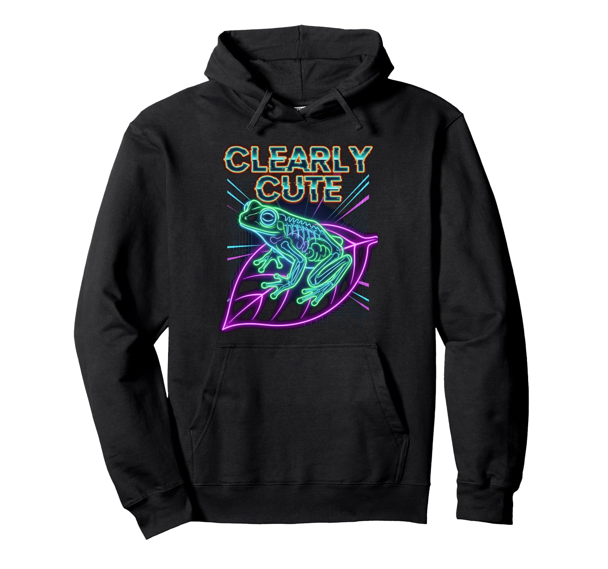 Glass Frog Transparent Biology Synthwave Hoodie - Aesthetic Graphic Unisex - T-Shirt, Sweatshirt, Hoodie