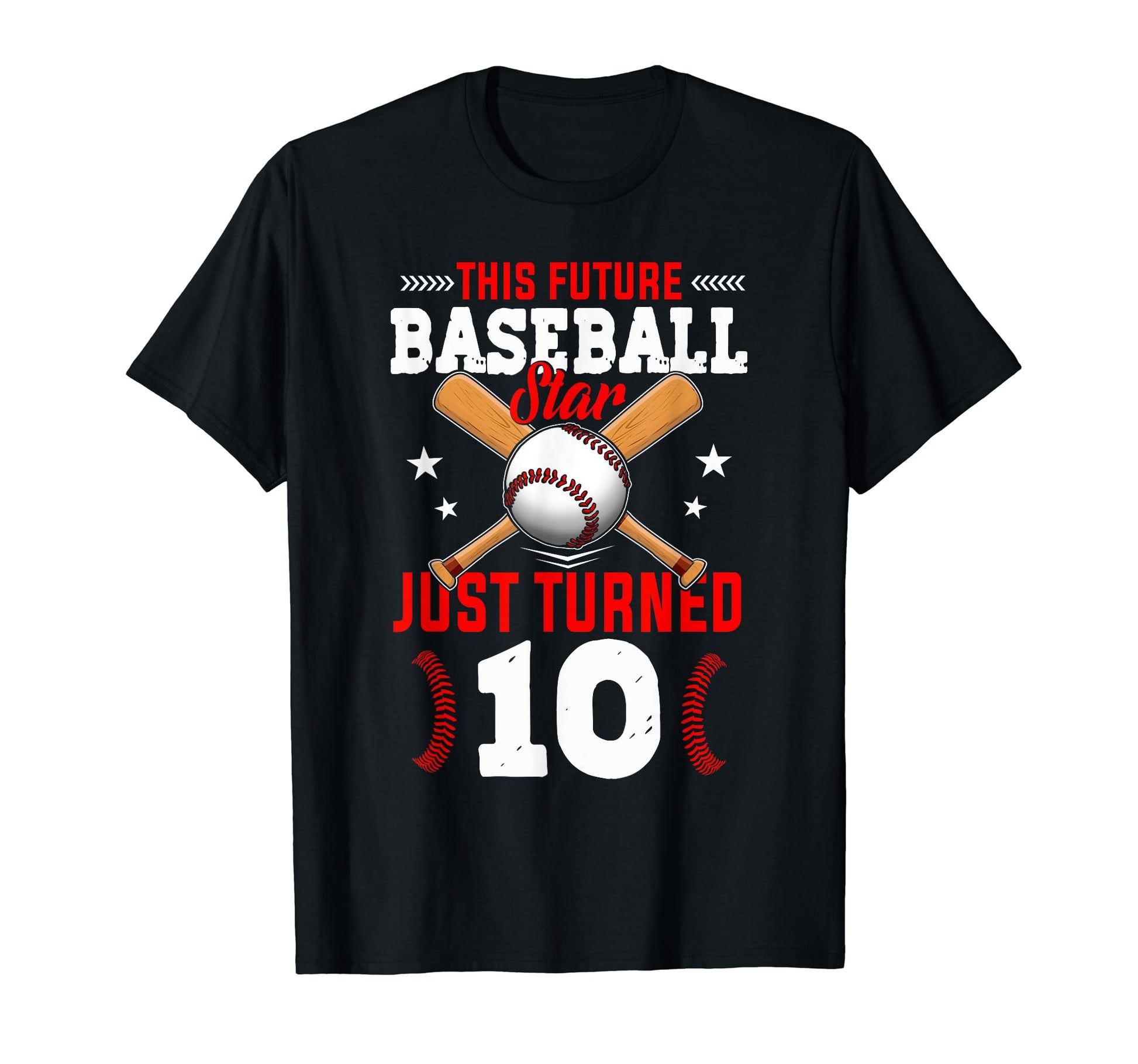 Baseball Star Just Turned 10 Birthday T-Shirt - Unique Graphic Unisex - T-Shirt, Sweatshirt, Hoodie