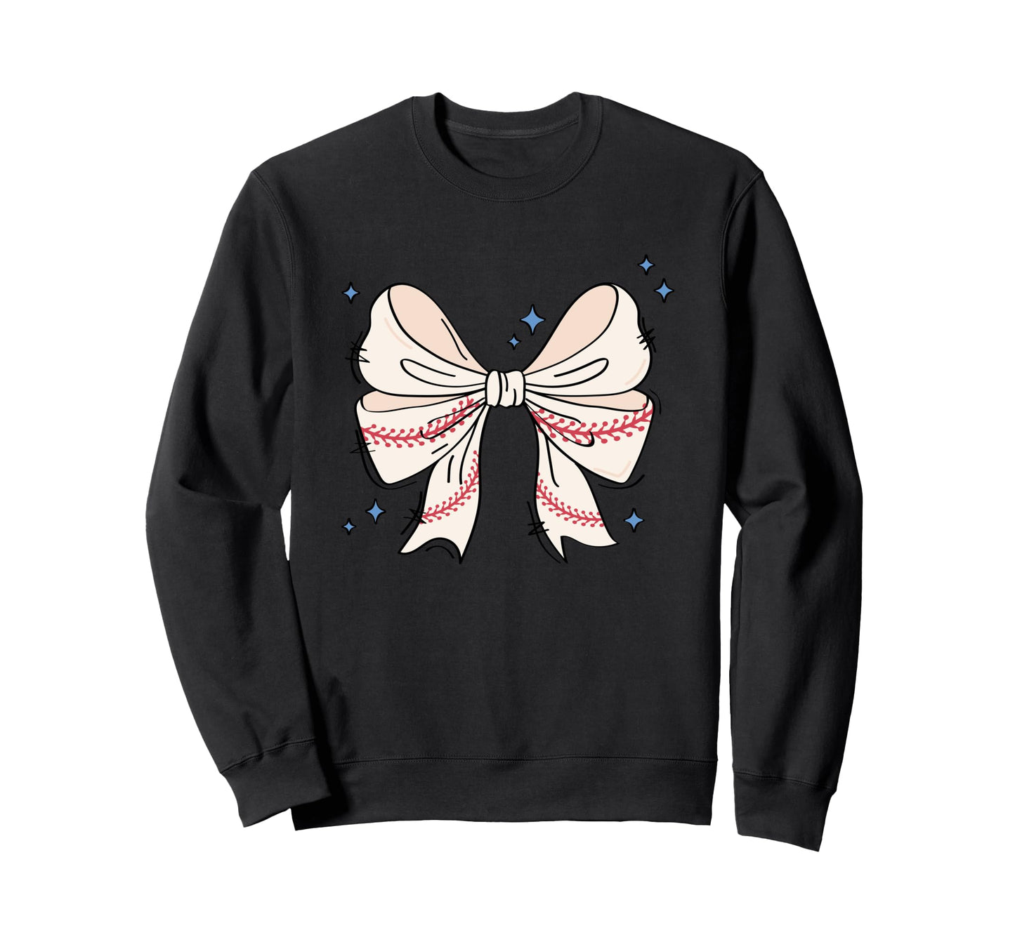 Baseball Bow Creative Art Sweatshirt - Casual Everyday Wear Unisex - T-Shirt, Sweatshirt, Hoodie
