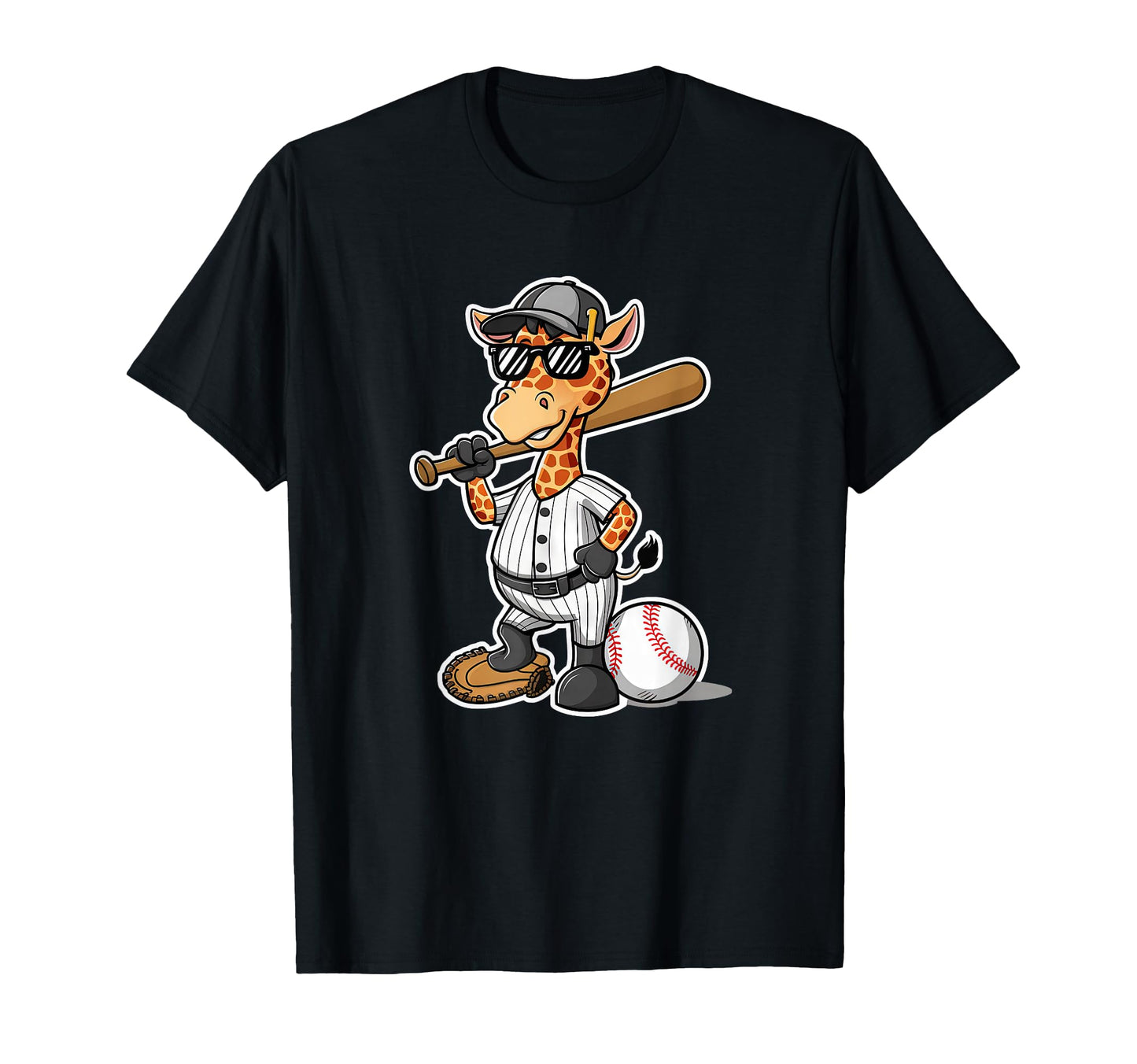 Baseball Giraffe Cartoon Sports Fan Art T-Shirt - Trendy Graphic Men Women - T-Shirt, Sweatshirt, Hoodie