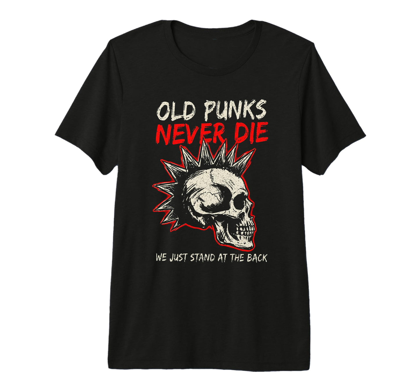 Old Punks Never Die Skull Punk Rock T-Shirt - Minimalist Print for Adults - T-Shirt, Sweatshirt, Hoodie