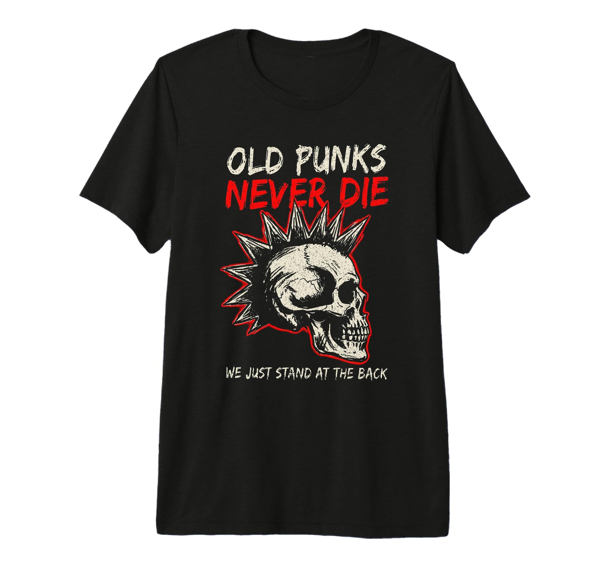 Old Punks Never Die Skull Punk Rock T-Shirt - Minimalist Print for Adults - T-Shirt, Sweatshirt, Hoodie