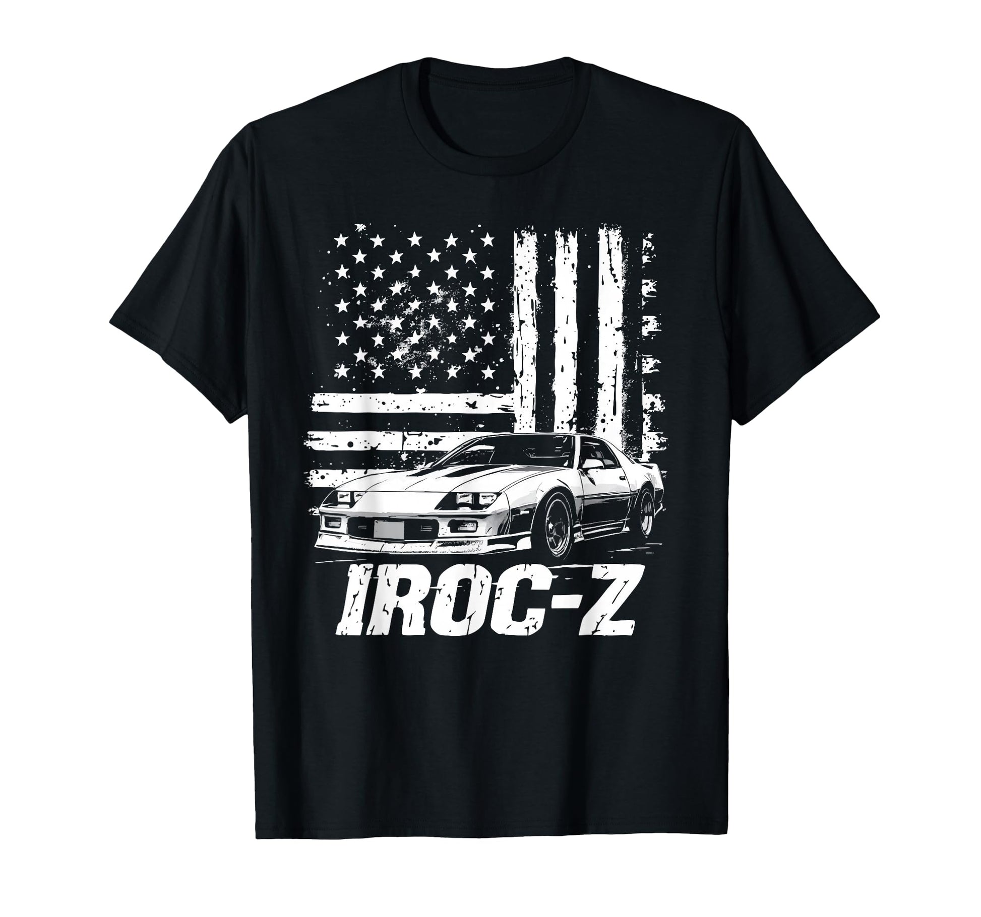 Old School Usa Flag Iroc Z Muscle Car T-Shirt - Trendy Graphic Unisex - T-Shirt, Sweatshirt, Hoodie
