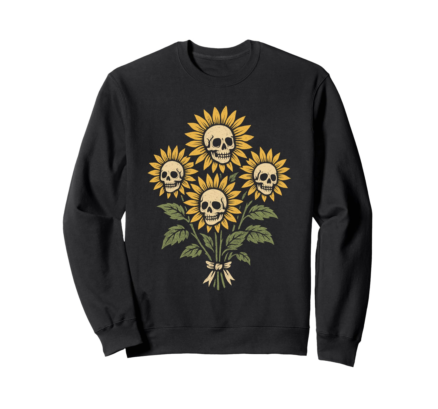 Halloween Creepy Skull Sunflowers Sweatshirt - Casual Everyday Wear Unisex - T-Shirt, Sweatshirt, Hoodie