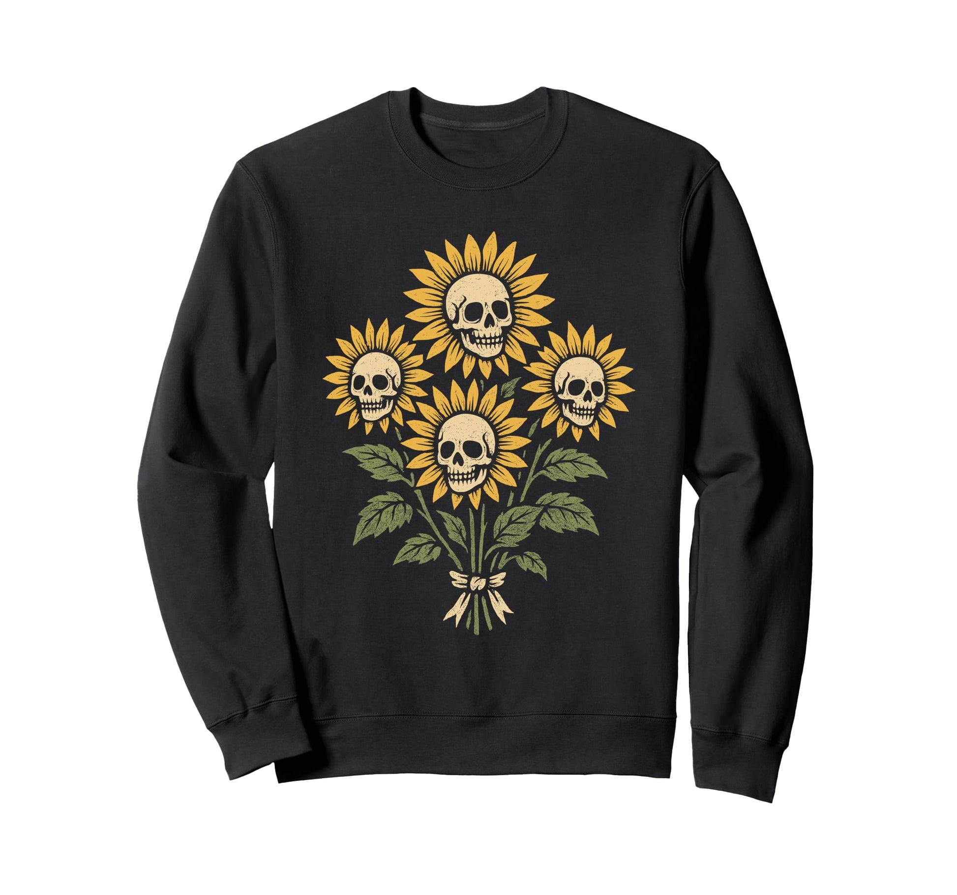 Halloween Creepy Skull Sunflowers Sweatshirt - Casual Everyday Wear Unisex - T-Shirt, Sweatshirt, Hoodie