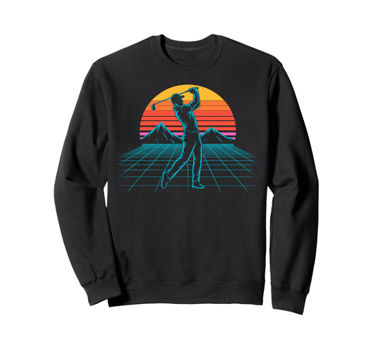 80S Synthwave Futuristic Golf Sweatshirt - Custom Art Print Men Women - T-Shirt, Sweatshirt, Hoodie
