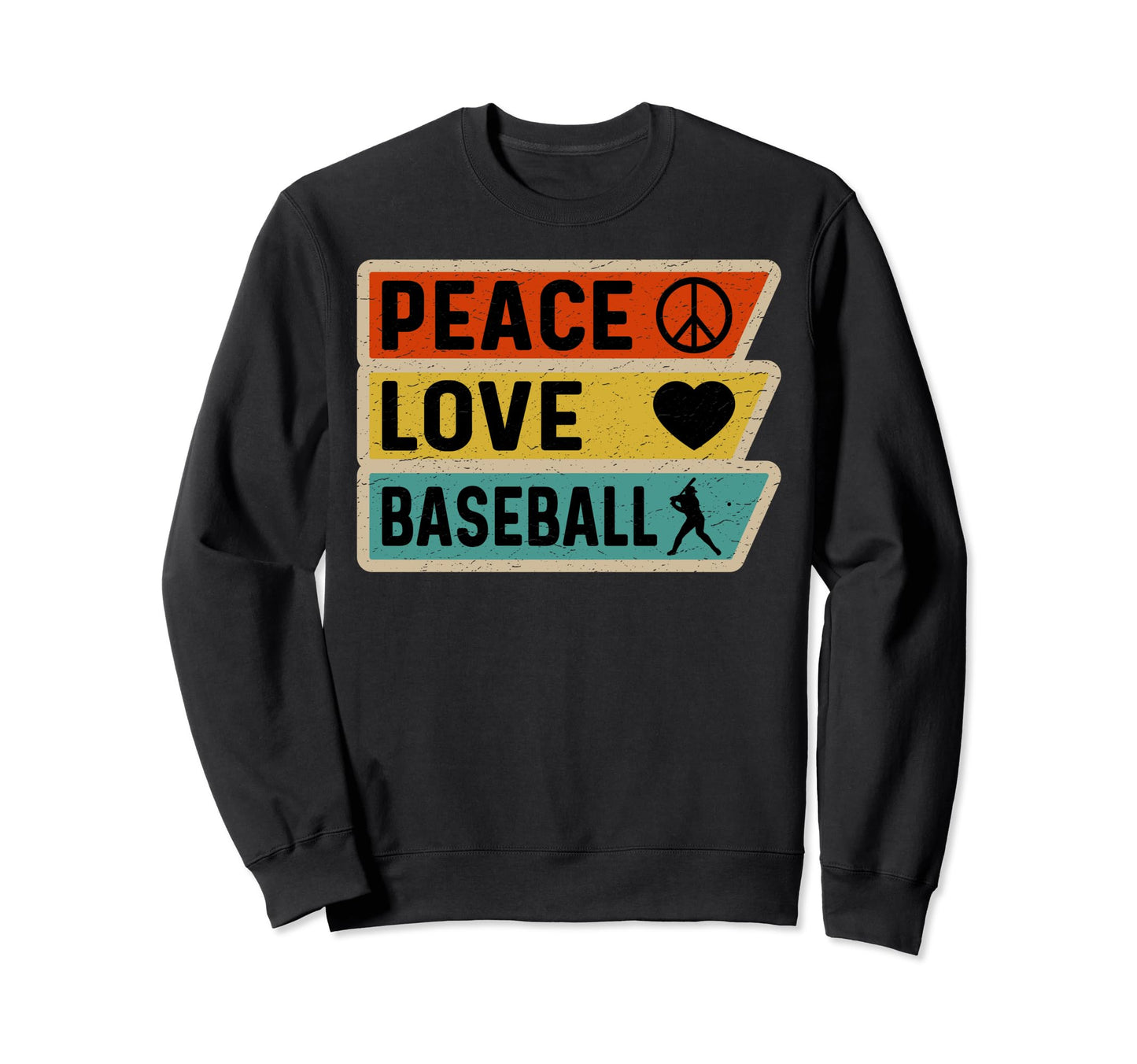 Distressed Peace Sign Love Baseball Sweatshirt - Trendy Graphic for Adults - T-Shirt, Sweatshirt, Hoodie