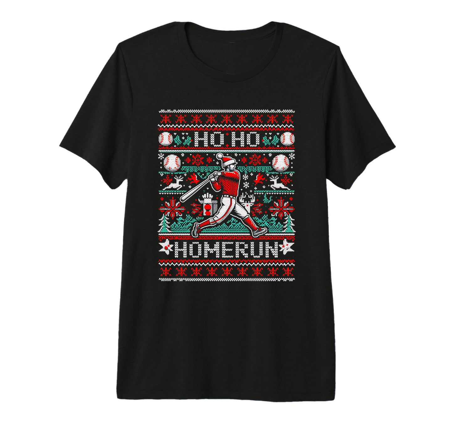Ho Ho Homerun Baseball Ugly Party T-Shirt - Aesthetic Graphic Men Women - T-Shirt, Sweatshirt, Hoodie