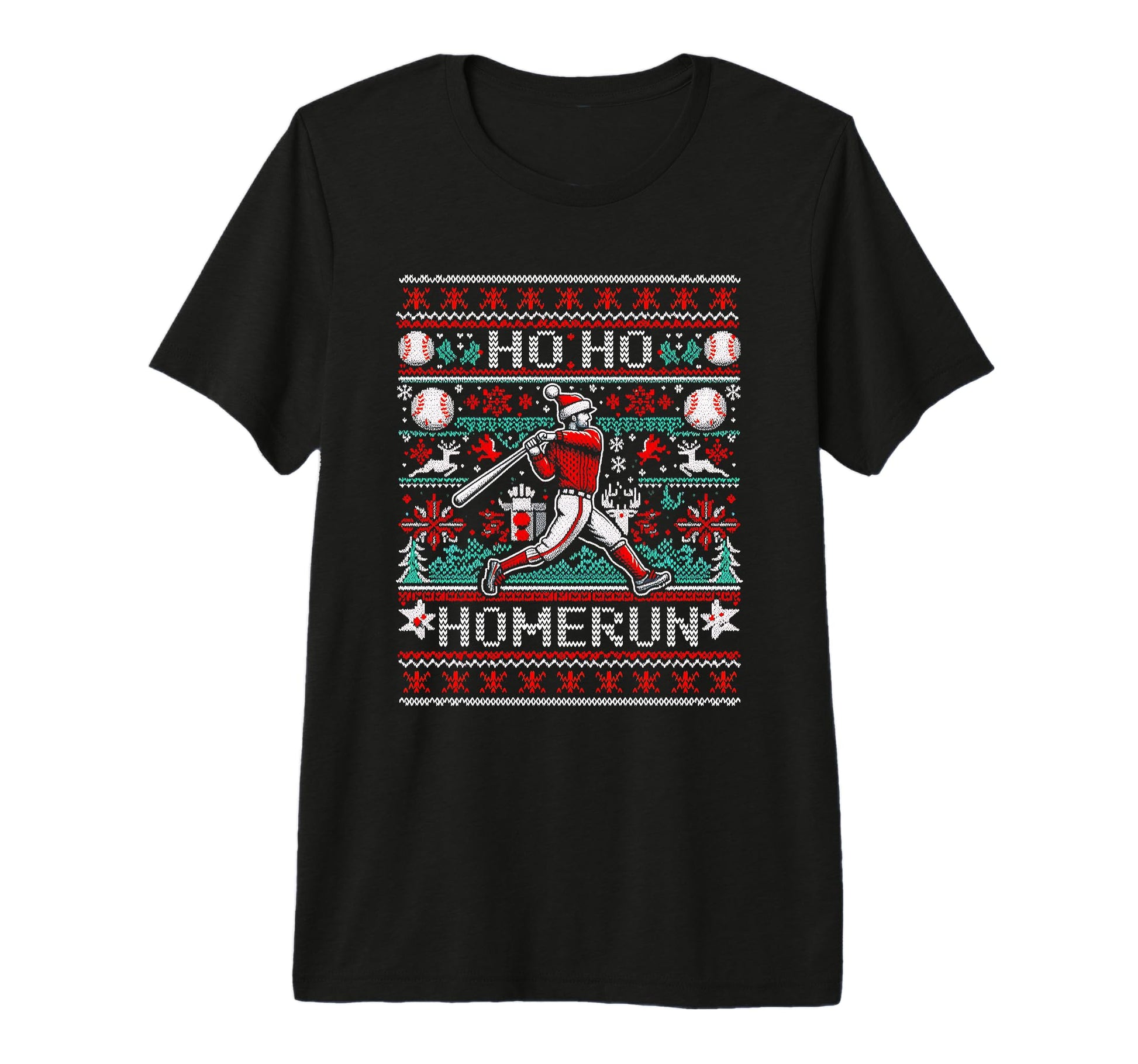 Ho Ho Homerun Baseball Ugly Party T-Shirt - Aesthetic Graphic Men Women - T-Shirt, Sweatshirt, Hoodie