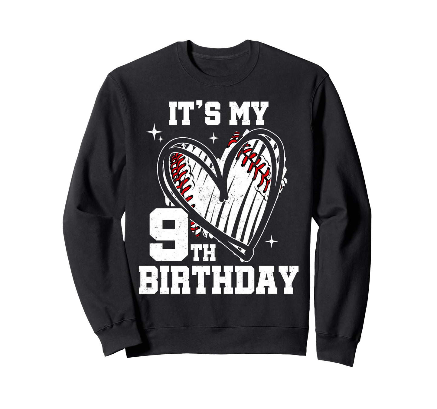 Its My 9Th Birthday Baseball Heart Sweatshirt - Novelty Apparel Men Women - T-Shirt, Sweatshirt, Hoodie