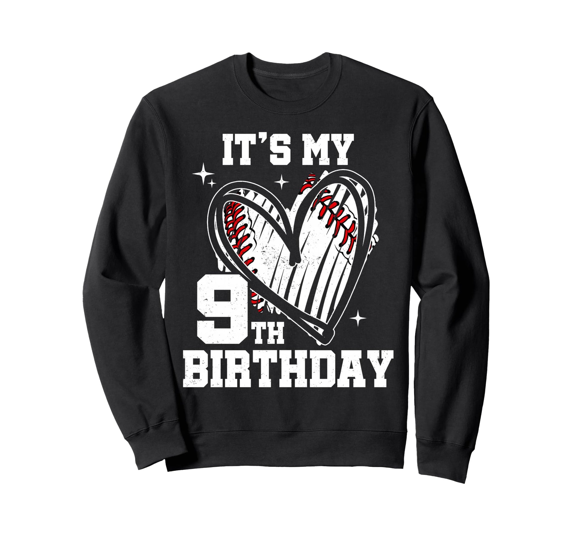 Its My 9Th Birthday Baseball Heart Sweatshirt - Novelty Apparel Men Women - T-Shirt, Sweatshirt, Hoodie