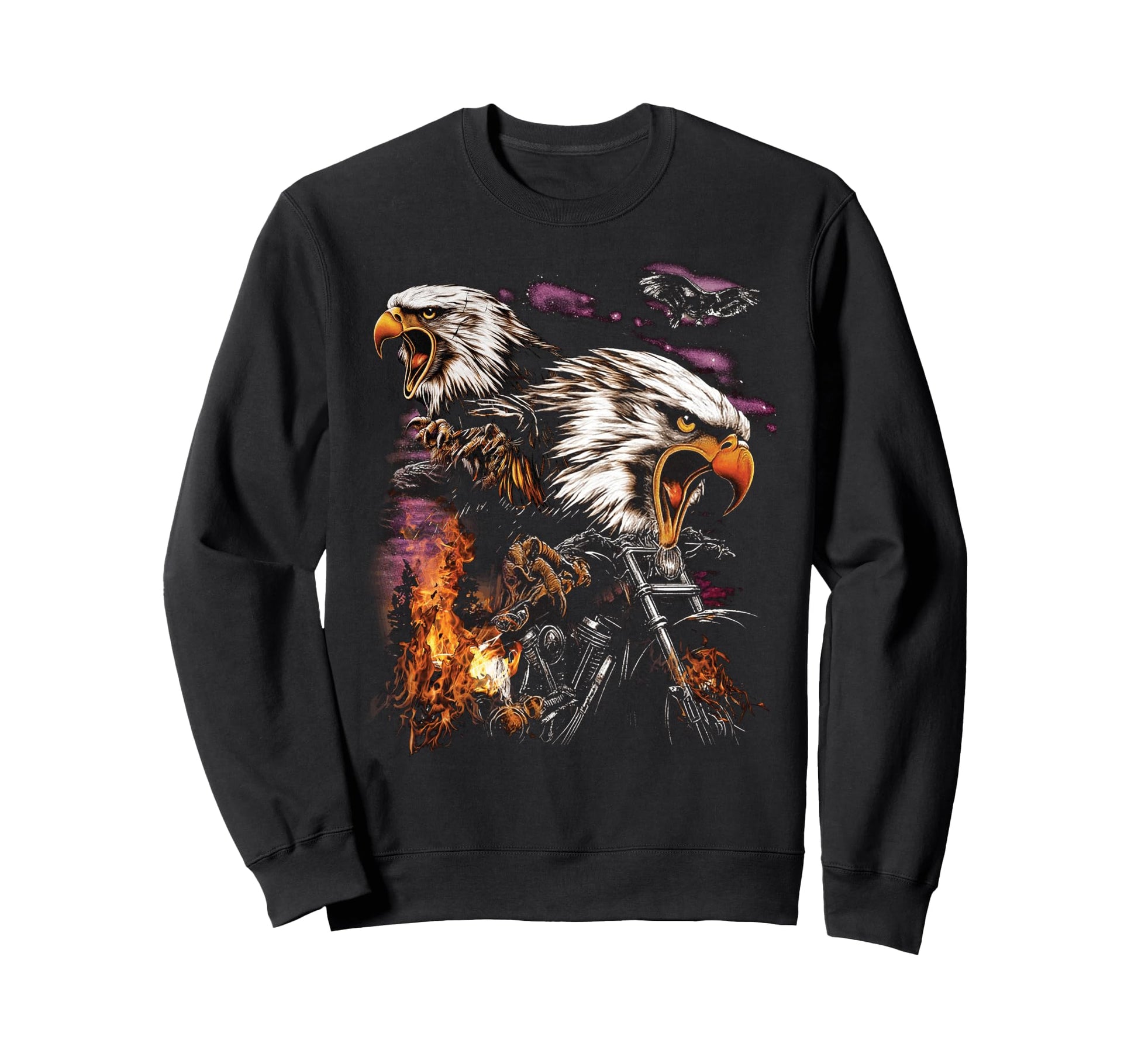 Chopper Motorcycle Biker Eagle Tattoo Sweatshirt - Minimalist Print Unisex - T-Shirt, Sweatshirt, Hoodie