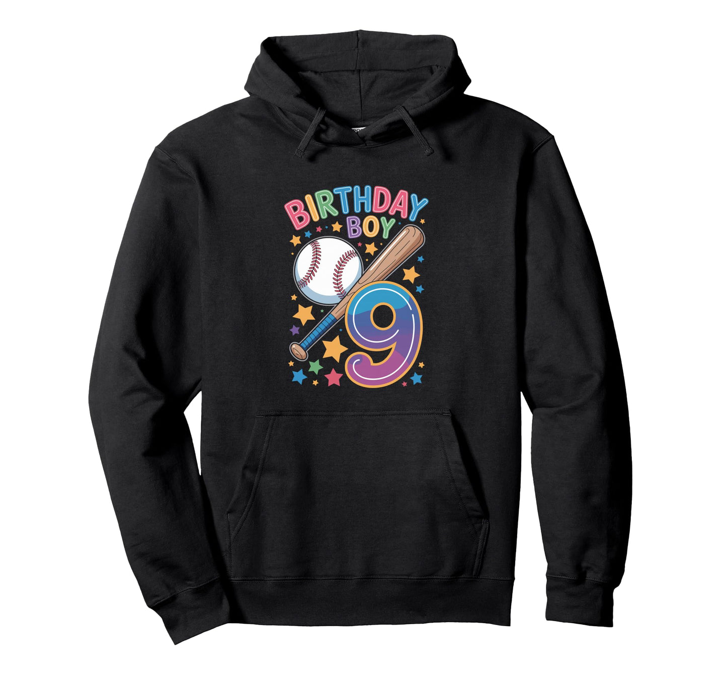 Birthday 9Th Birthday Baseball Hoodie - Custom Art Print for Adults - T-Shirt, Sweatshirt, Hoodie