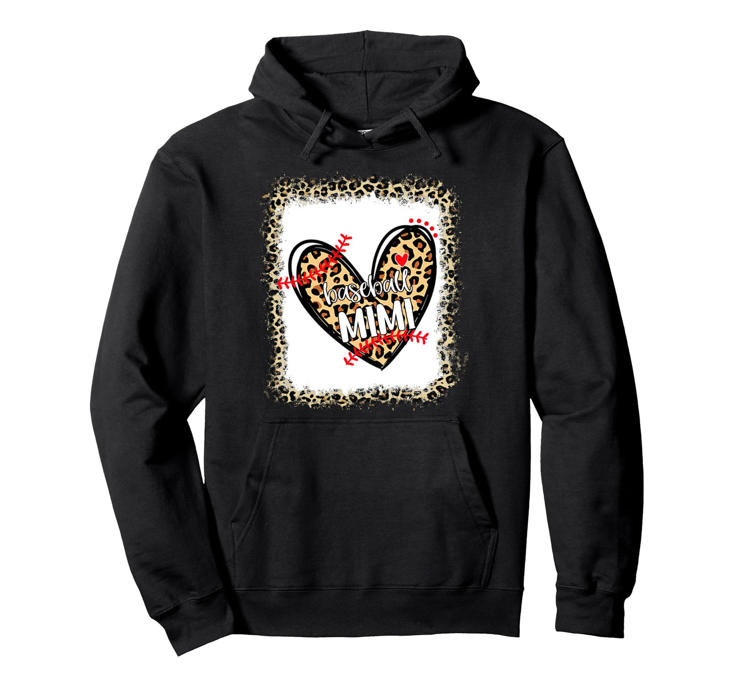 Bleached Leopard Heart Baseball Mimi Hoodie - Unique Graphic for Adults - T-Shirt, Sweatshirt, Hoodie