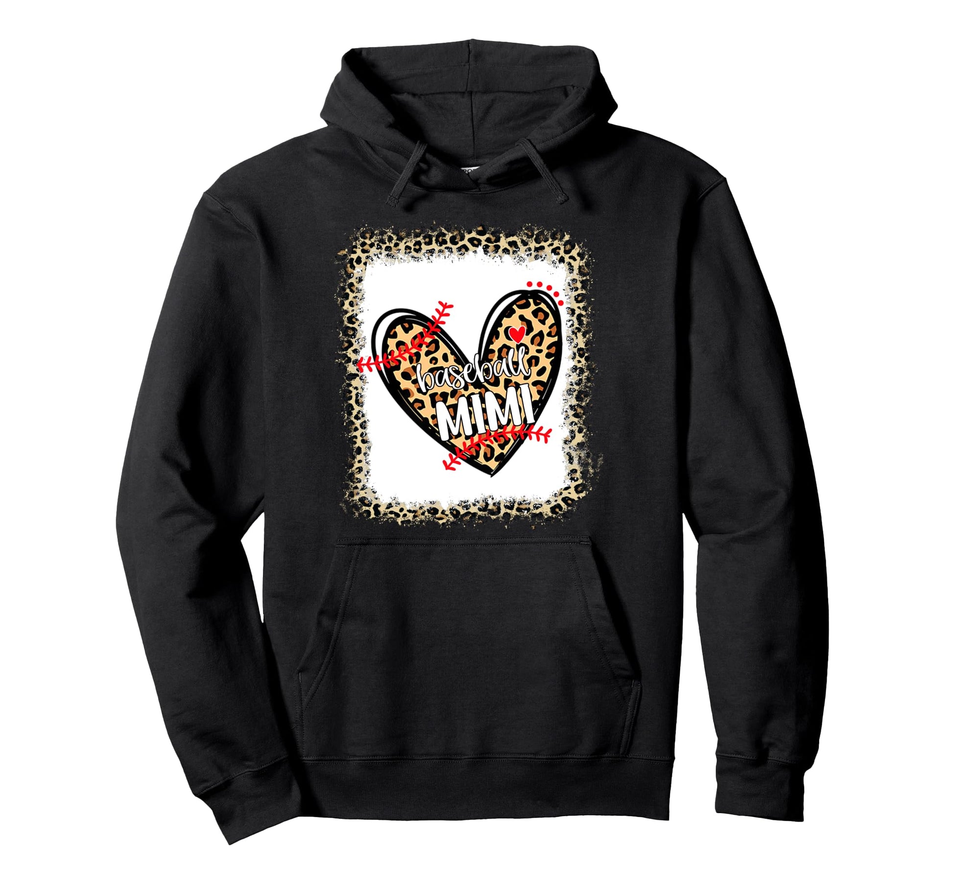 Bleached Leopard Heart Baseball Mimi Hoodie - Unique Graphic for Adults - T-Shirt, Sweatshirt, Hoodie