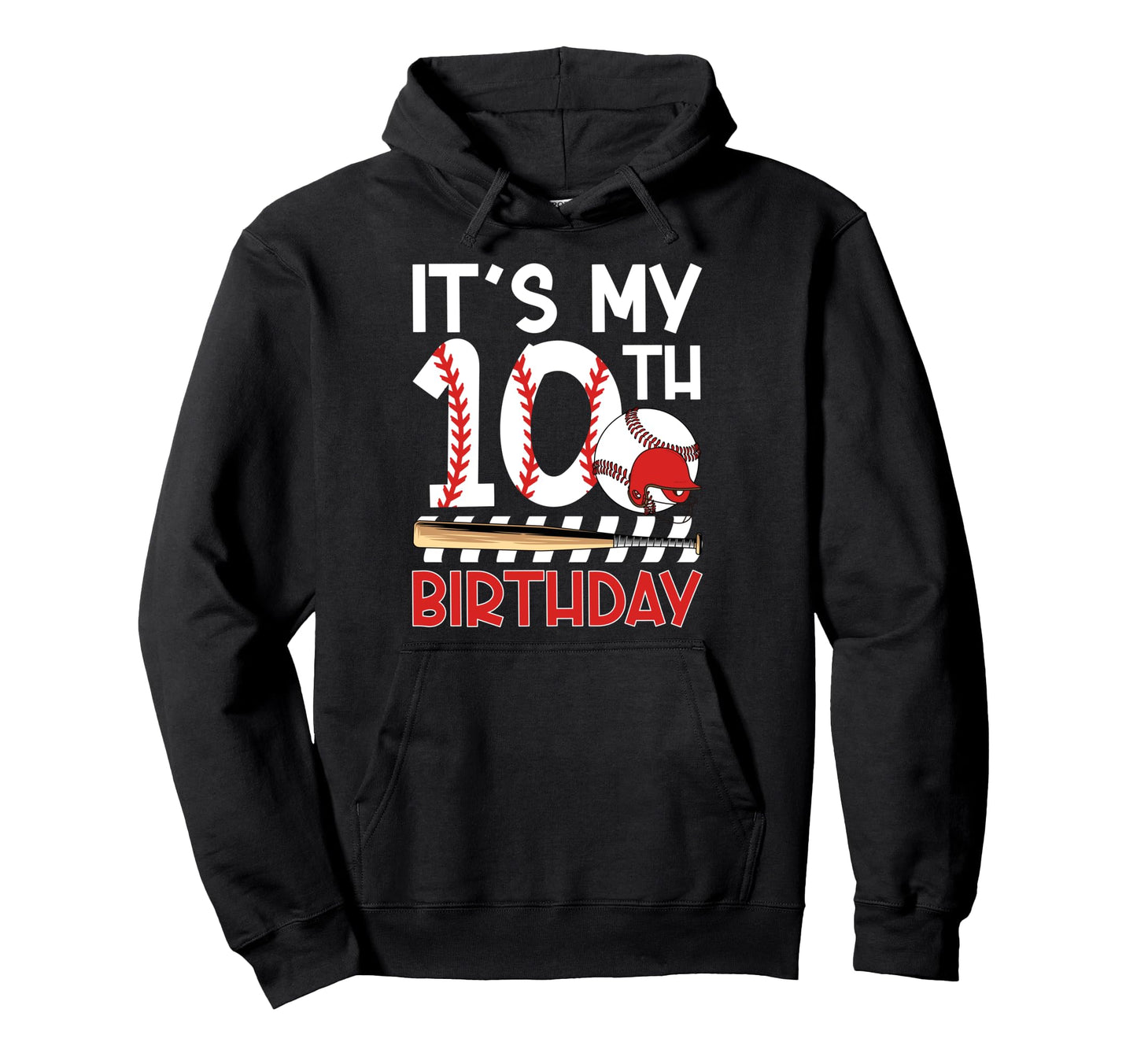 10Th Baseball Birthday Party 10 Year Hoodie - Aesthetic Graphic for Adults - T-Shirt, Sweatshirt, Hoodie