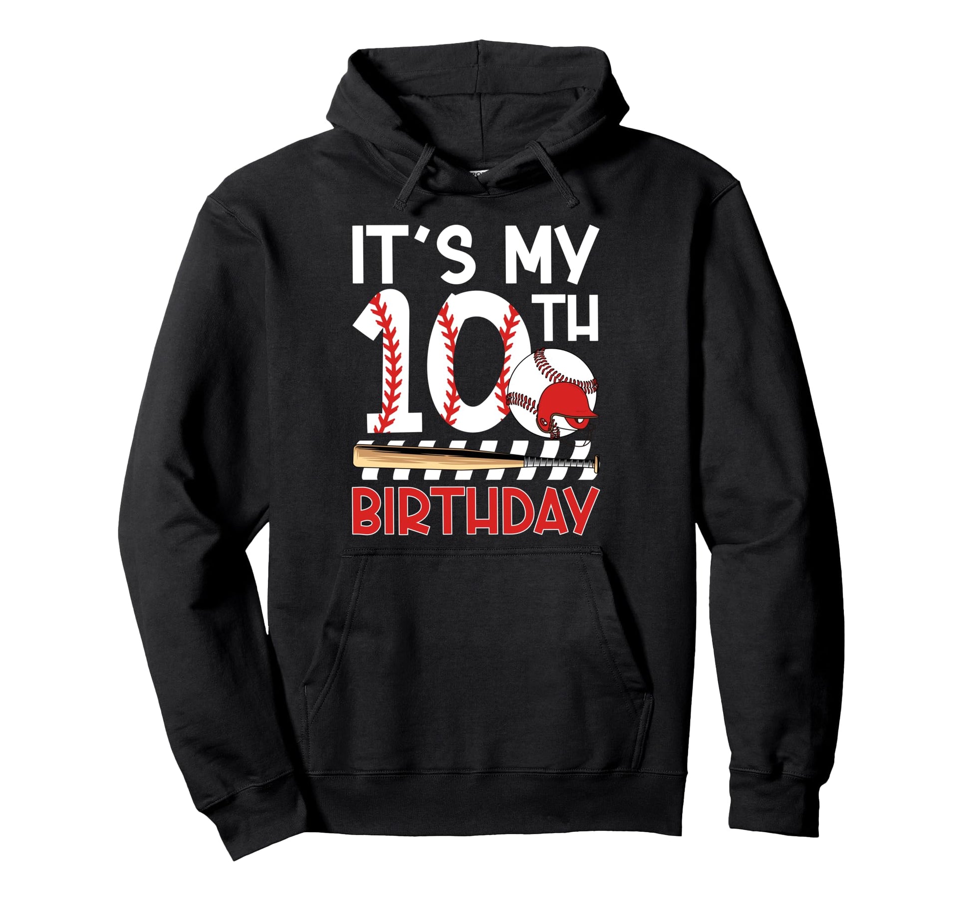 10Th Baseball Birthday Party 10 Year Hoodie - Aesthetic Graphic for Adults - T-Shirt, Sweatshirt, Hoodie