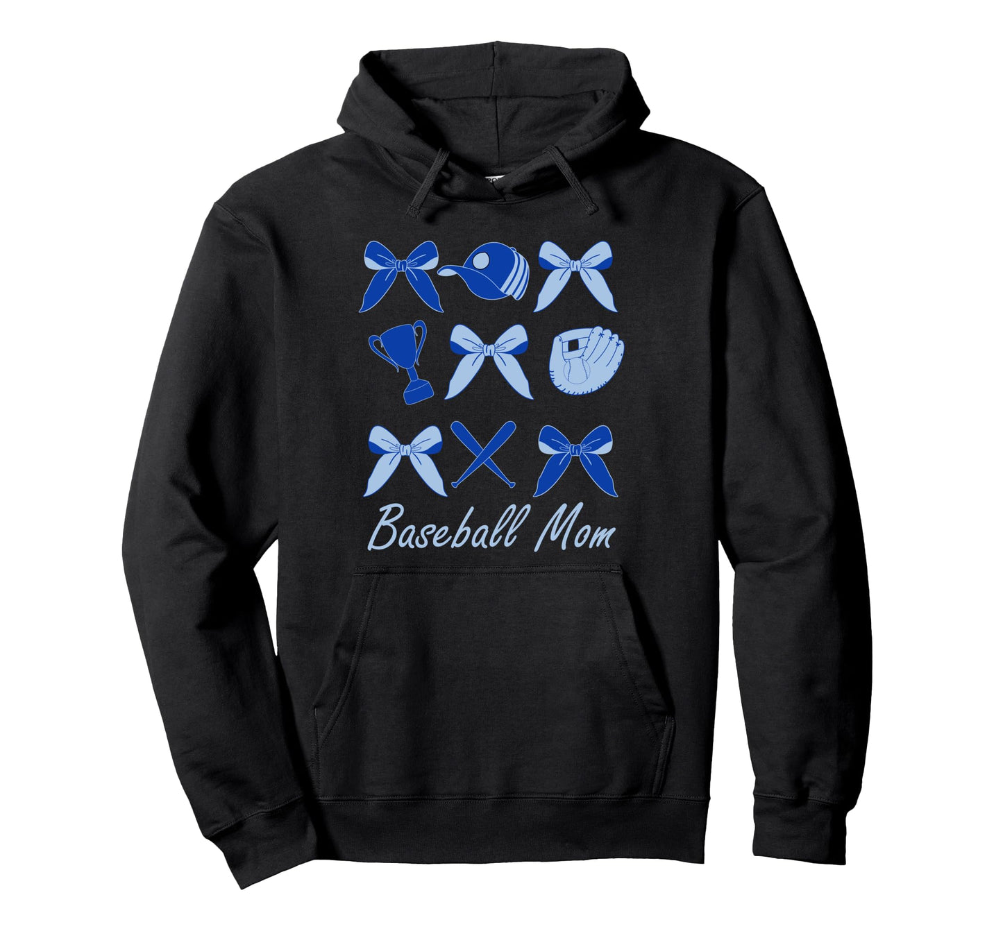 Baseball Mom Coquette Bow Blue Hoodie - Minimalist Print for Adults - T-Shirt, Sweatshirt, Hoodie