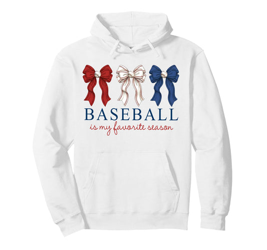 Baseball Is My Favorite Season Coquette Hoodie - Unique Graphic Men Women - T-Shirt, Sweatshirt, Hoodie