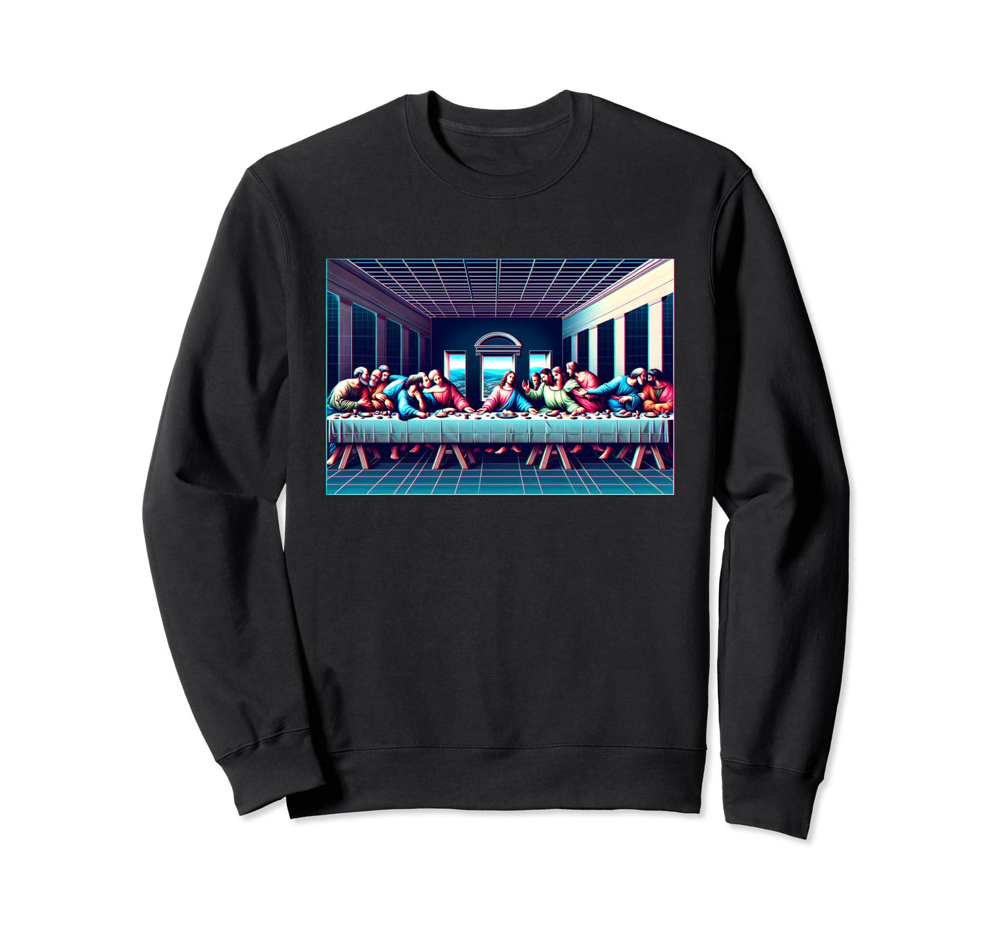Vaporwave Lords Supper Synthwave 80S Sweatshirt - Custom Art Print Unisex - T-Shirt, Sweatshirt, Hoodie