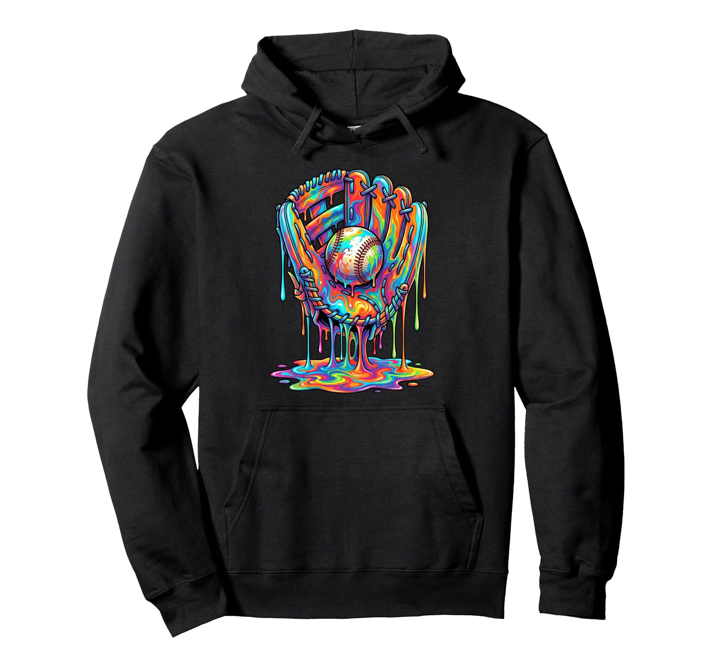 Baseball Glove Drip Paint Colors Hoodie - Streetwear Style Men Women - T-Shirt, Sweatshirt, Hoodie