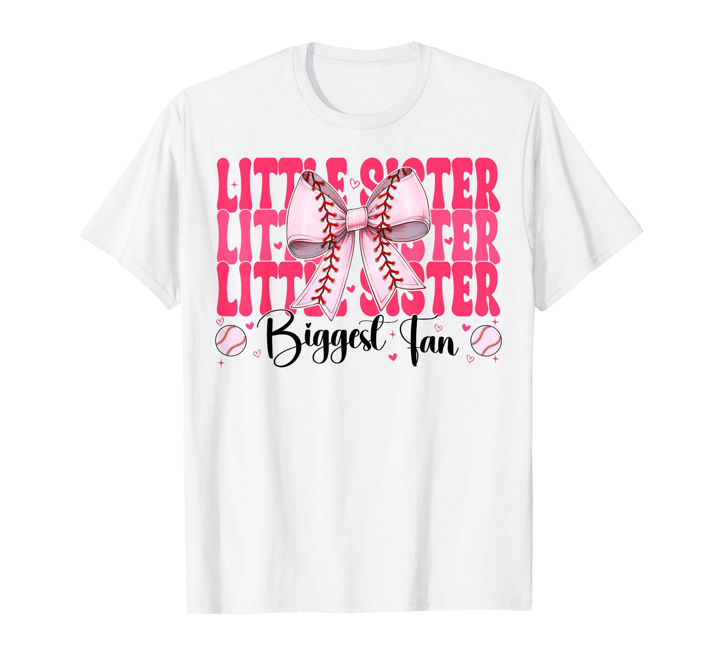 Baseball Sister Coquette Bow Little T-Shirt - Streetwear Style for Adults - T-Shirt, Sweatshirt, Hoodie