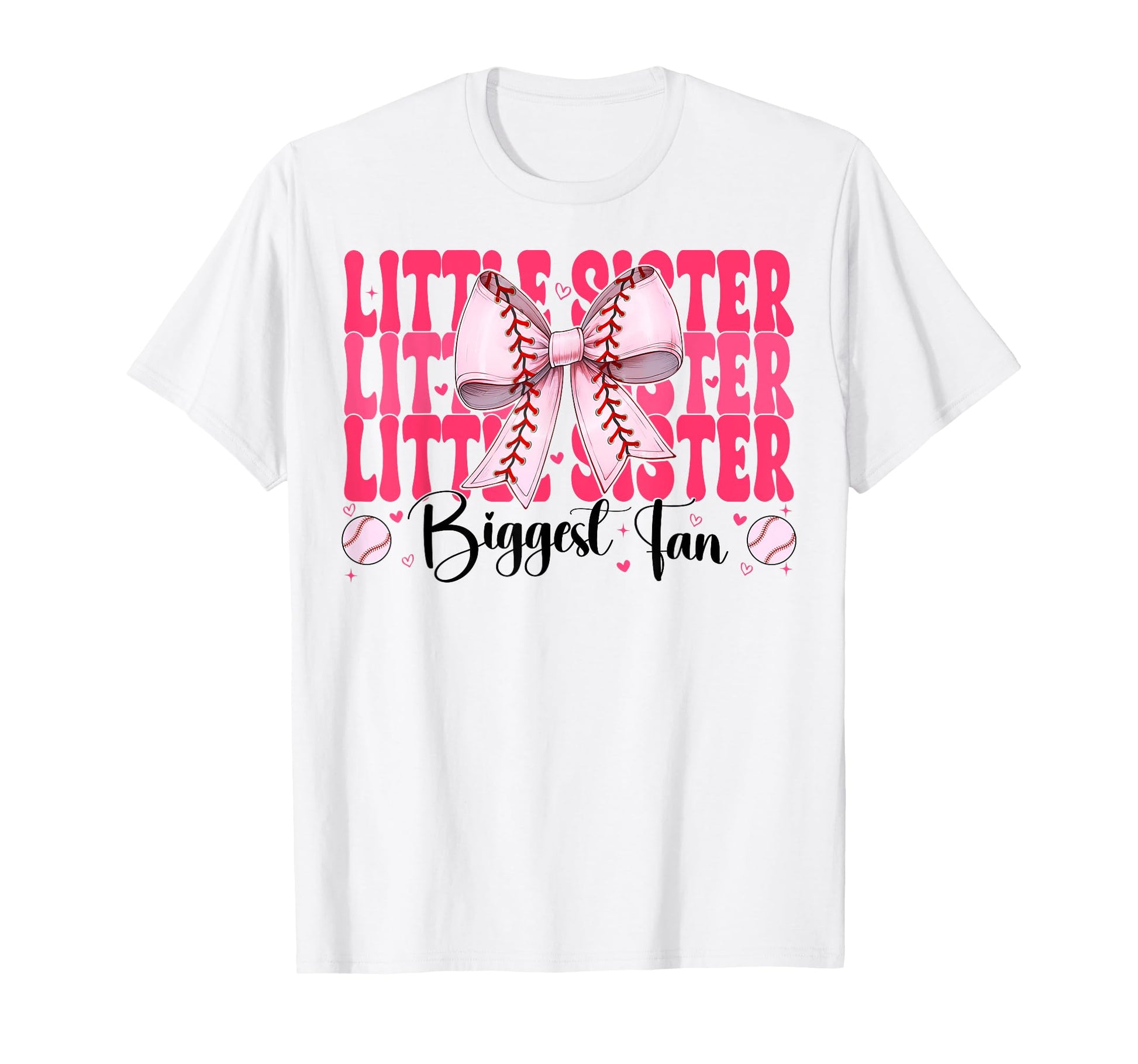 Baseball Sister Coquette Bow Little T-Shirt - Streetwear Style for Adults - T-Shirt, Sweatshirt, Hoodie
