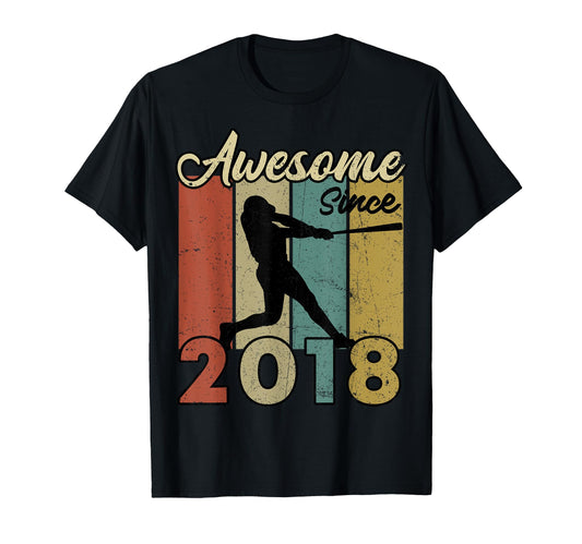 7Th Birthday Awesome Since 2018 T-Shirt - Custom Art Print Men Women - T-Shirt, Sweatshirt, Hoodie