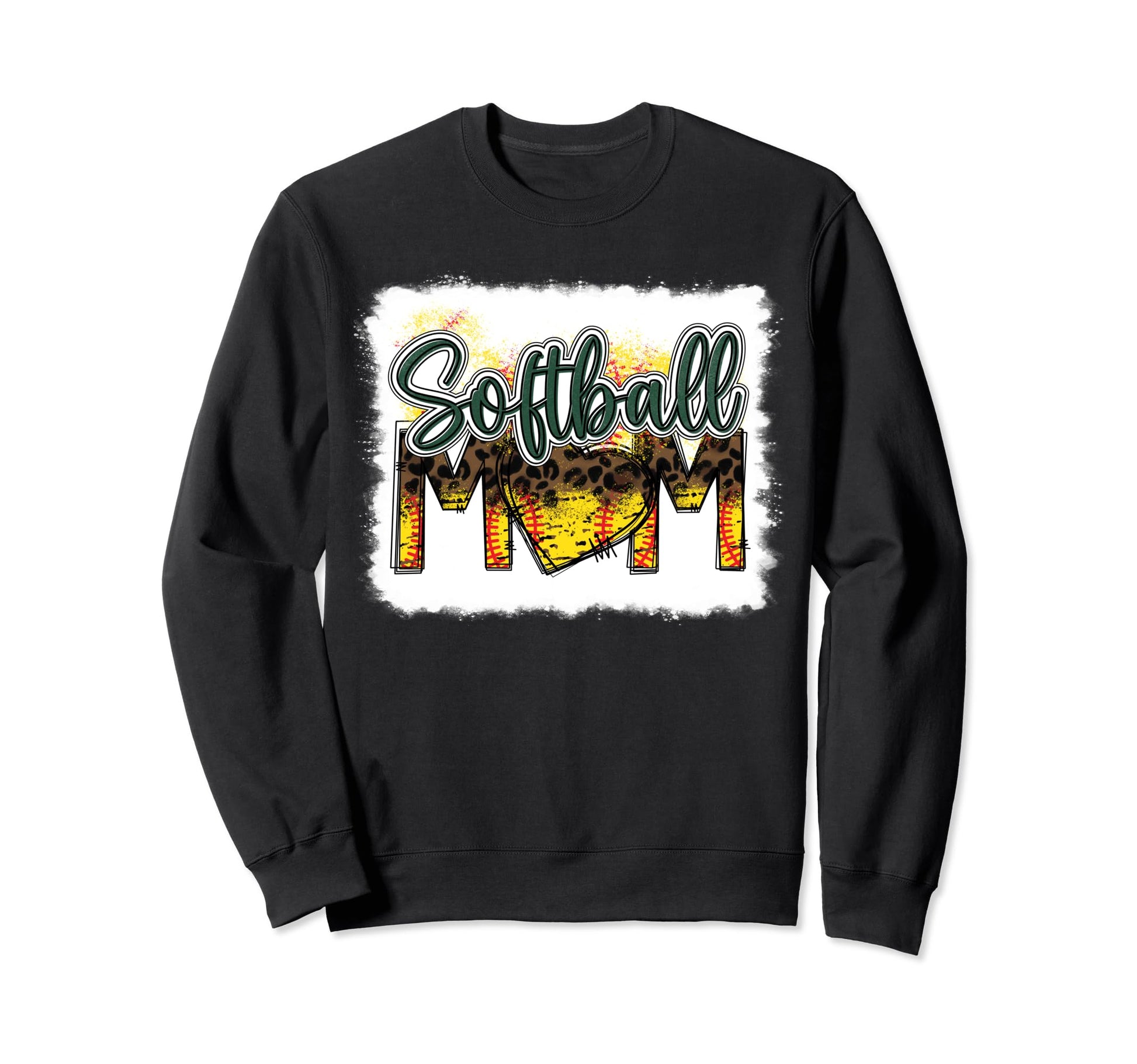 Bleached Softball Mom Leopard Sweatshirt - Casual Everyday Wear for Adults - T-Shirt, Sweatshirt, Hoodie