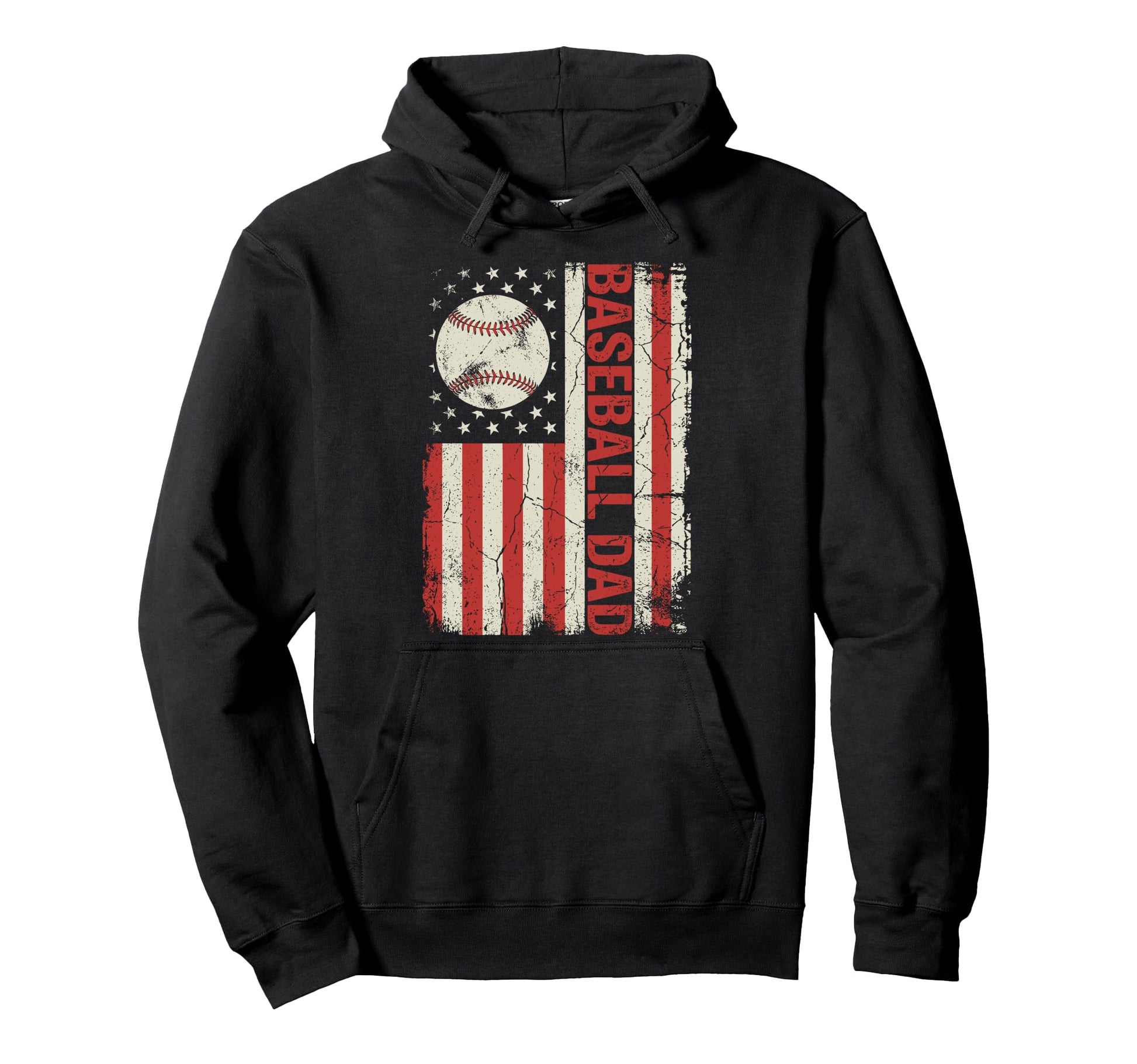 Baseball Dad American Flag Fathers Day Hoodie - Aesthetic Graphic Unisex - T-Shirt, Sweatshirt, Hoodie