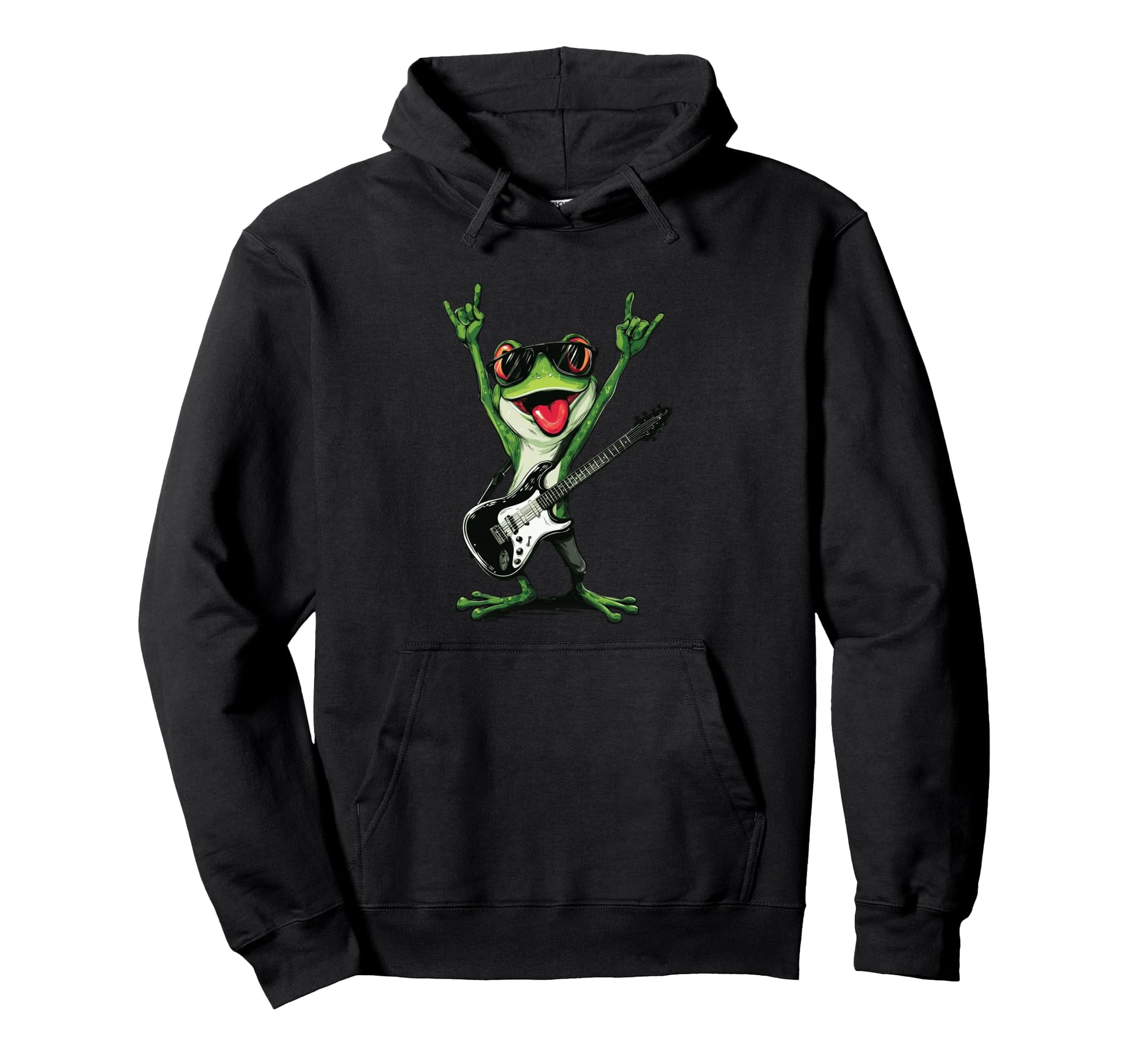 Funny Frog Rock Guitar Player Amphibian Hoodie - Novelty Apparel Men Women - T-Shirt, Sweatshirt, Hoodie