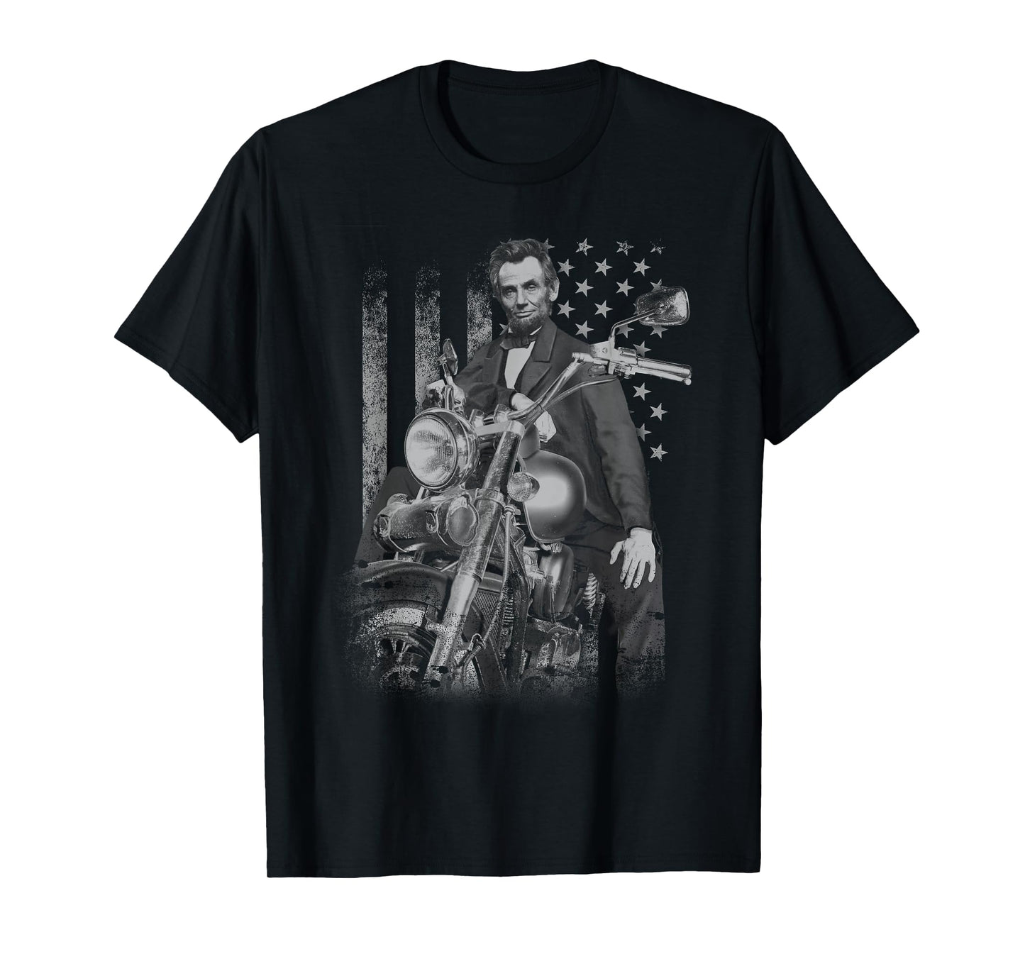 Abe Lincoln Motorcycle Biker Flag T-Shirt - Streetwear Style for Adults - T-Shirt, Sweatshirt, Hoodie