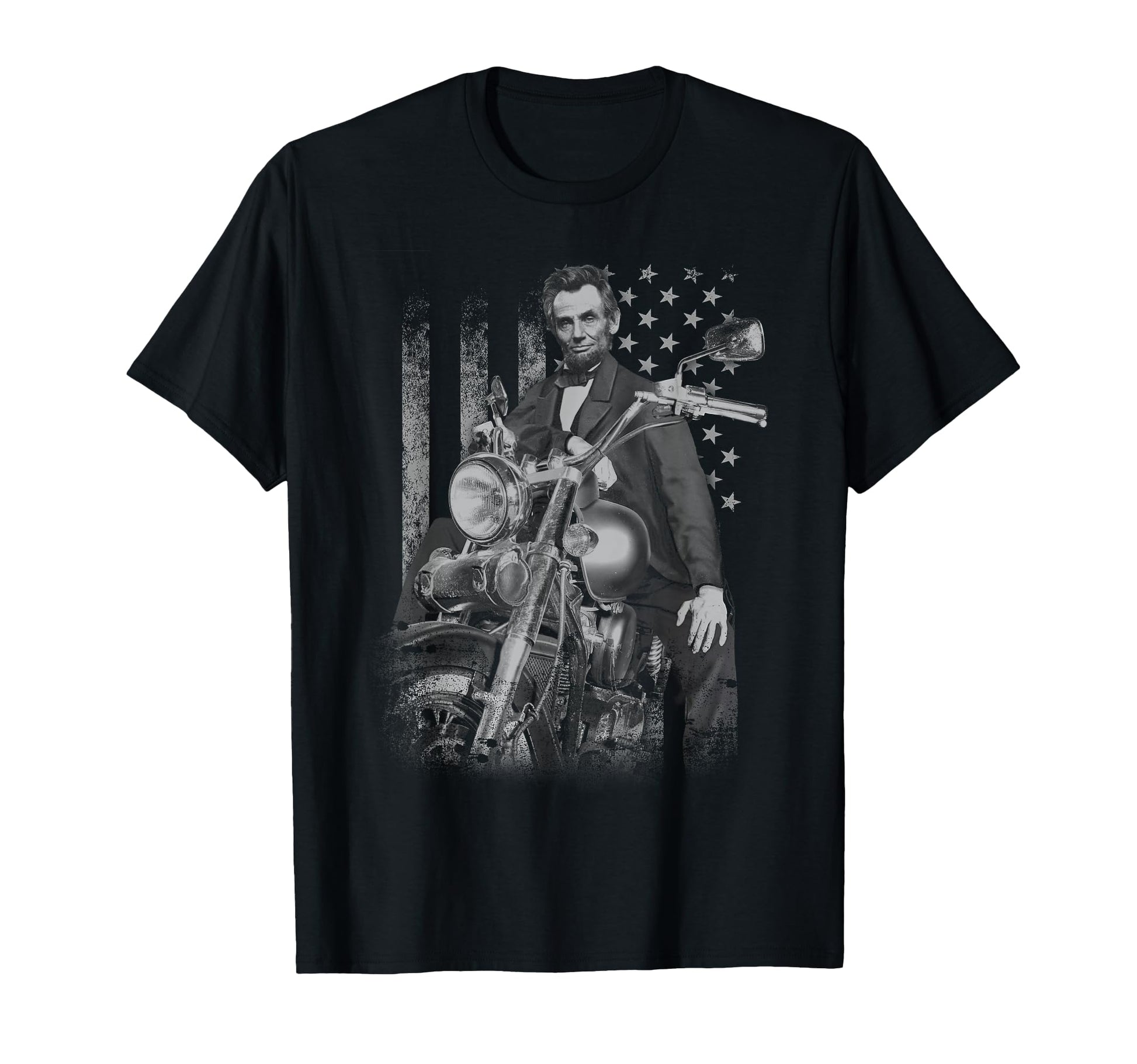 Abe Lincoln Motorcycle Biker Flag T-Shirt - Streetwear Style for Adults - T-Shirt, Sweatshirt, Hoodie