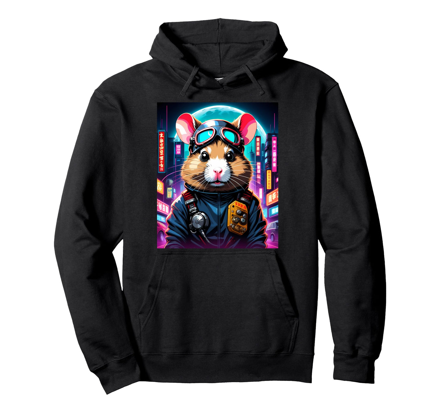 Japanese Vaporwave Hamster 80S Synthwave Hoodie - Fun Novelty Design Unisex - T-Shirt, Sweatshirt, Hoodie