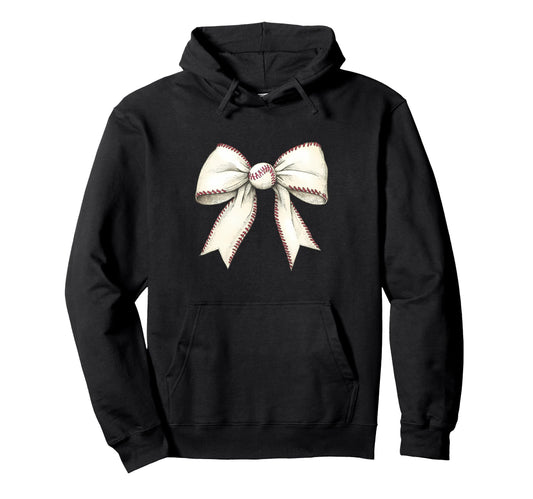 Baseball Coquette Bow Baseball Player Hoodie - Graphic Print Unisex - T-Shirt, Sweatshirt, Hoodie
